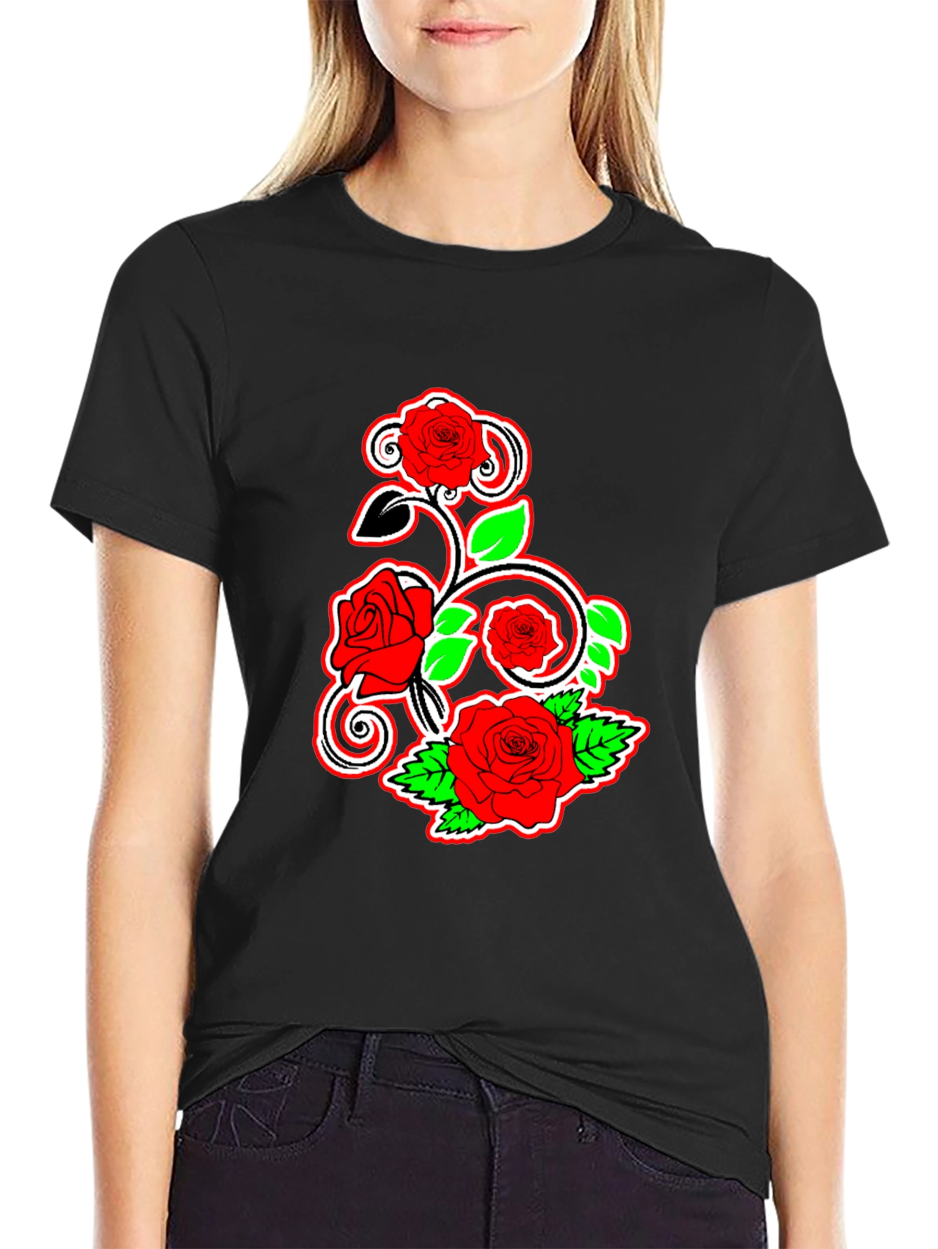 Black Rose Vine Graphic Tee