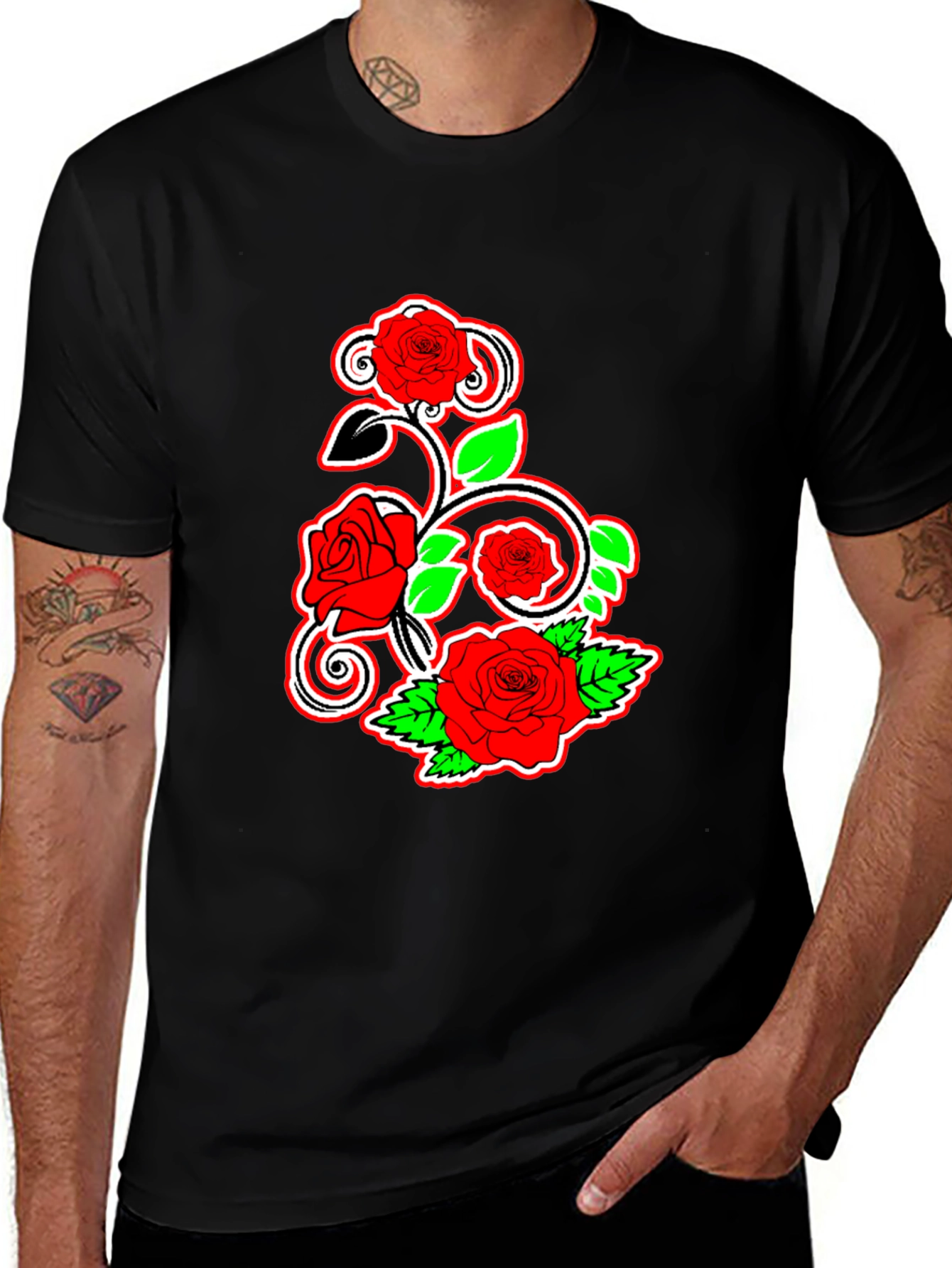 Black Rose Vine Graphic Tee