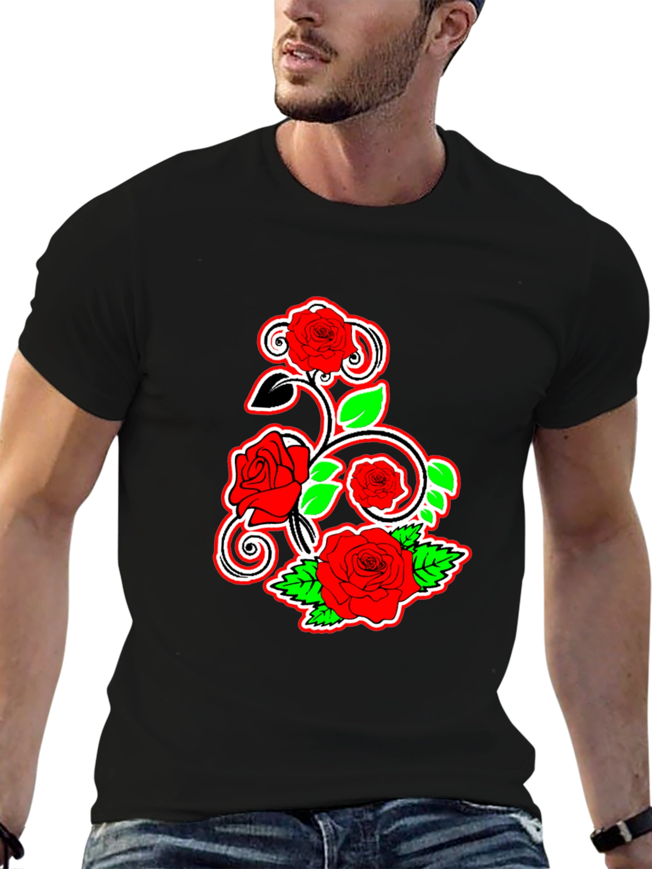 Black Rose Vine Graphic Tee