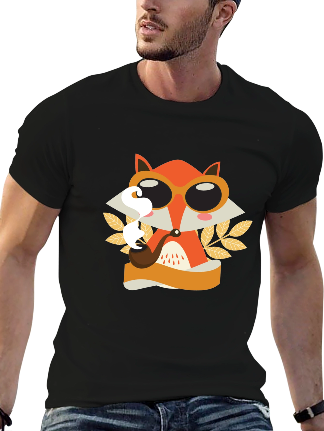 Smoking Fox Graphic Tee - Stylish Unisex T-Shirt