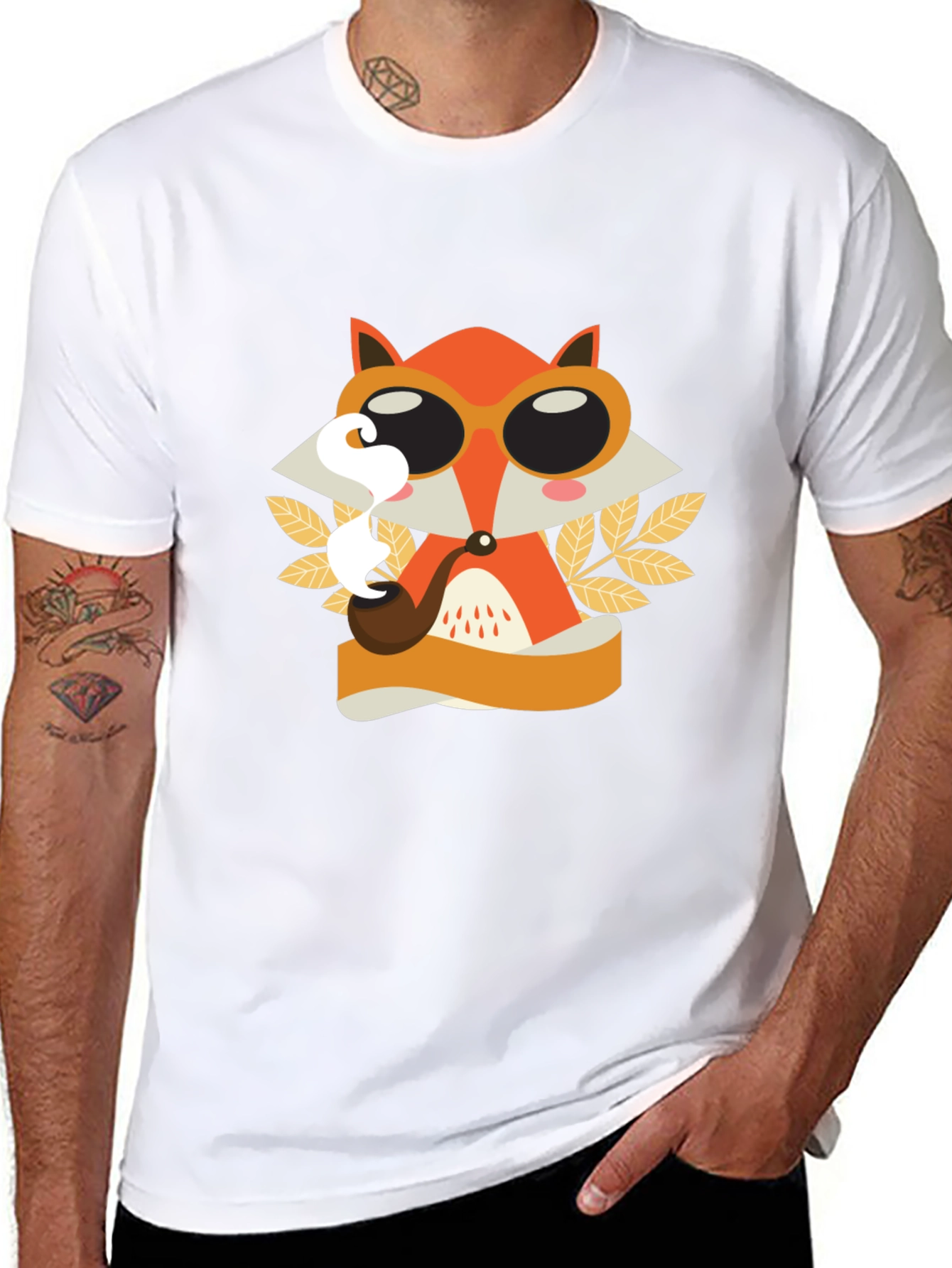 Smoking Fox Graphic Tee - Stylish Unisex T-Shirt