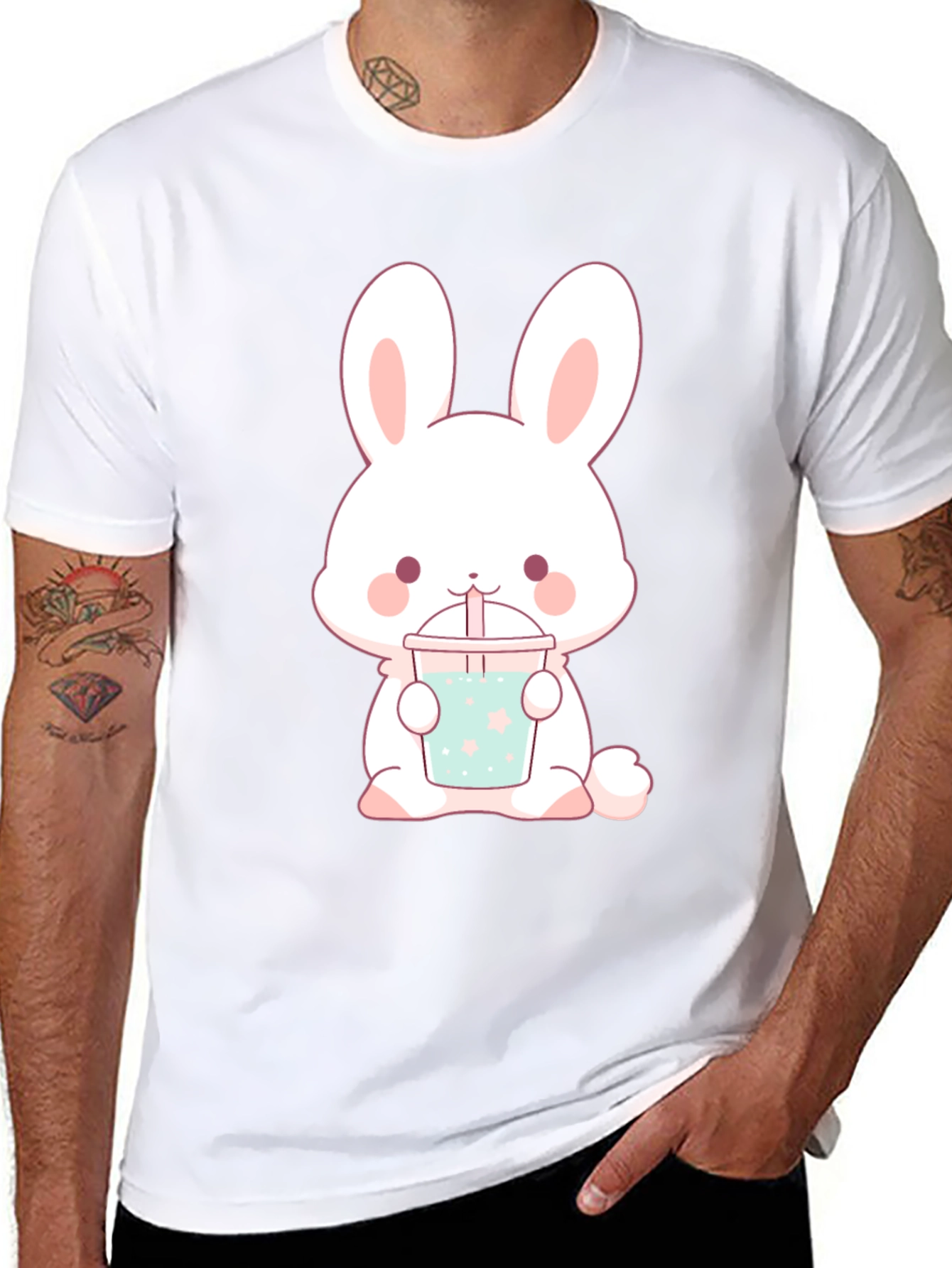 Cute Bunny Boba Tea Graphic Tee - Soft Cotton T-Shirt