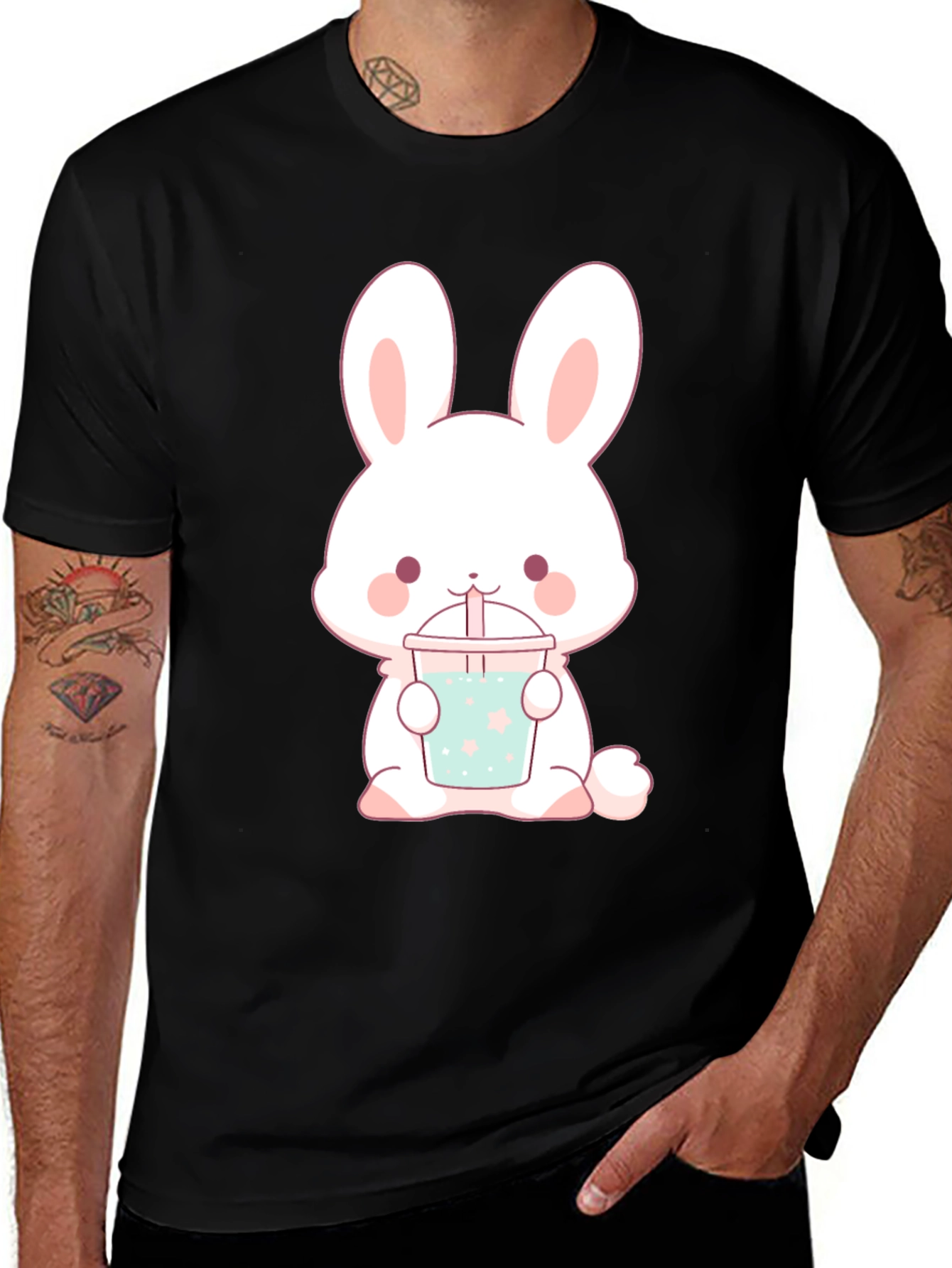 Cute Bunny Boba Tea Graphic Tee - Soft Cotton T-Shirt