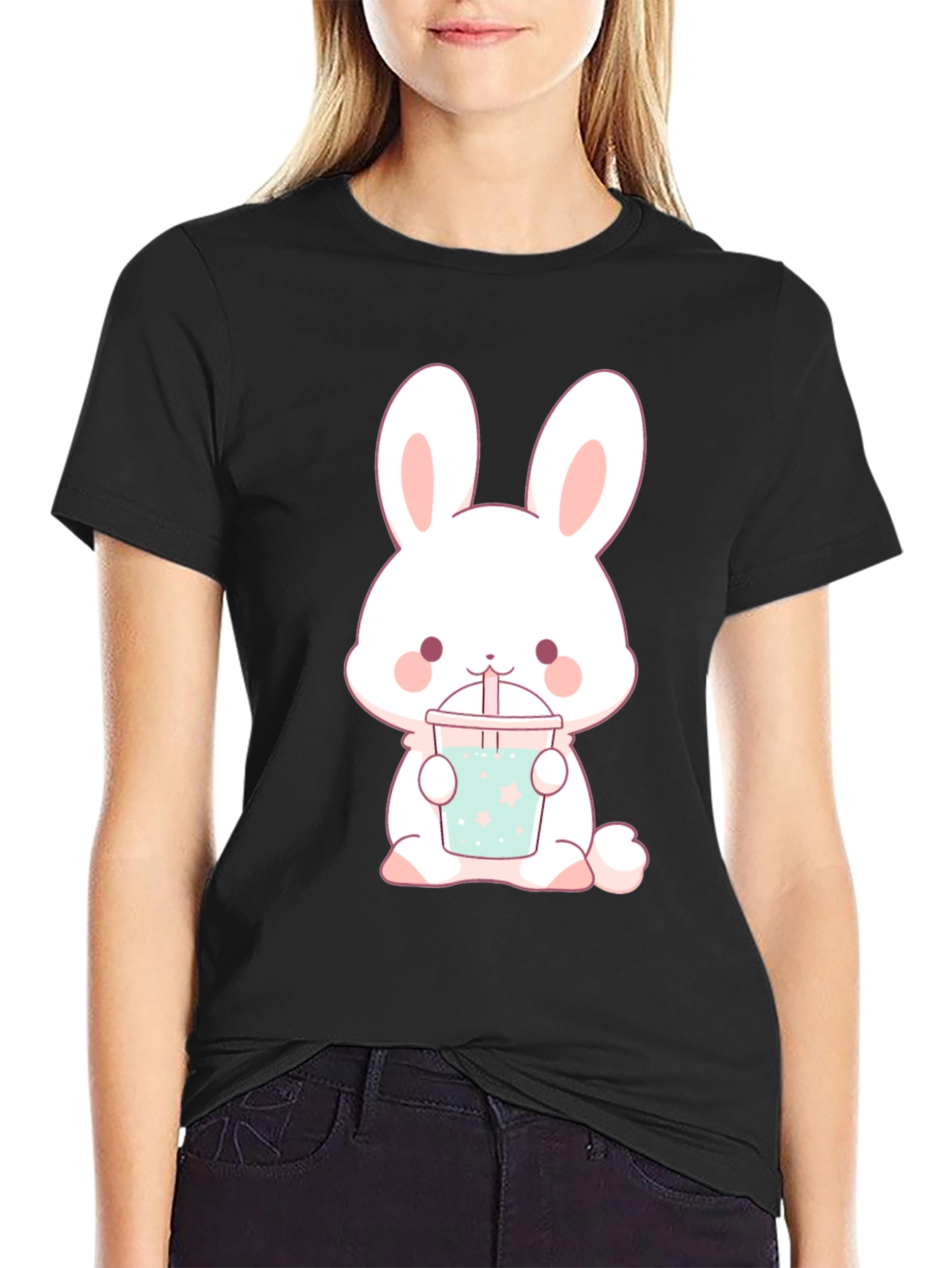 Cute Bunny Boba Tea Graphic Tee - Soft Cotton T-Shirt