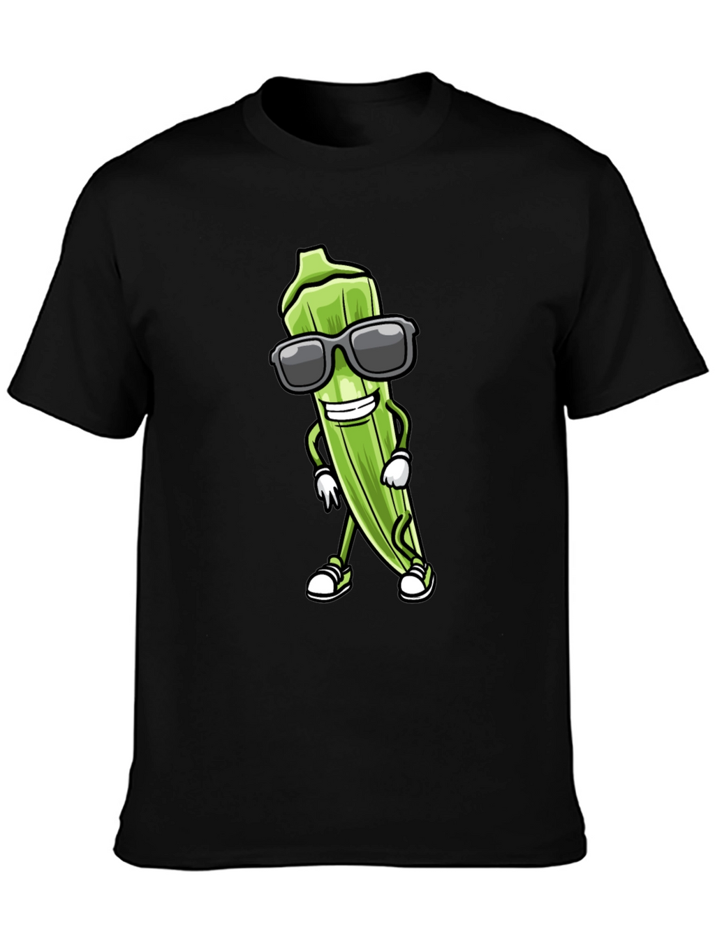 Cool Okra Cartoon Graphic T-Shirt