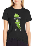 Cool Okra Cartoon Graphic T-Shirt