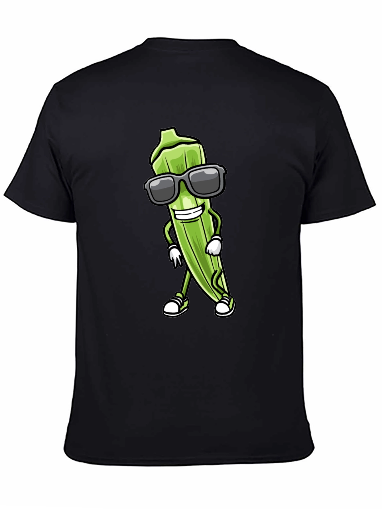 Cool Okra Cartoon Graphic T-Shirt