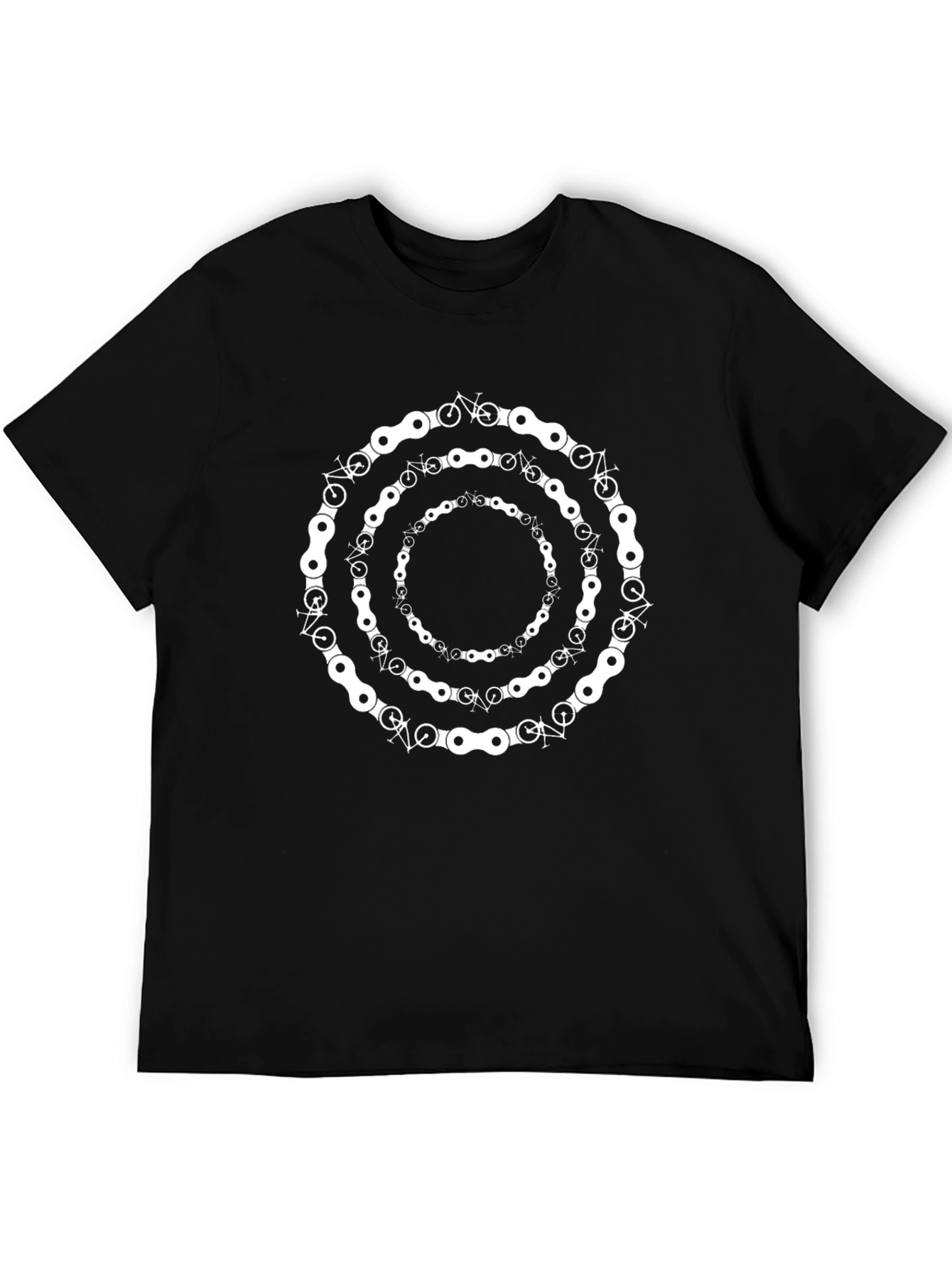 Bike Chain Rings Graphic Tee - Black Cotton T-Shirt