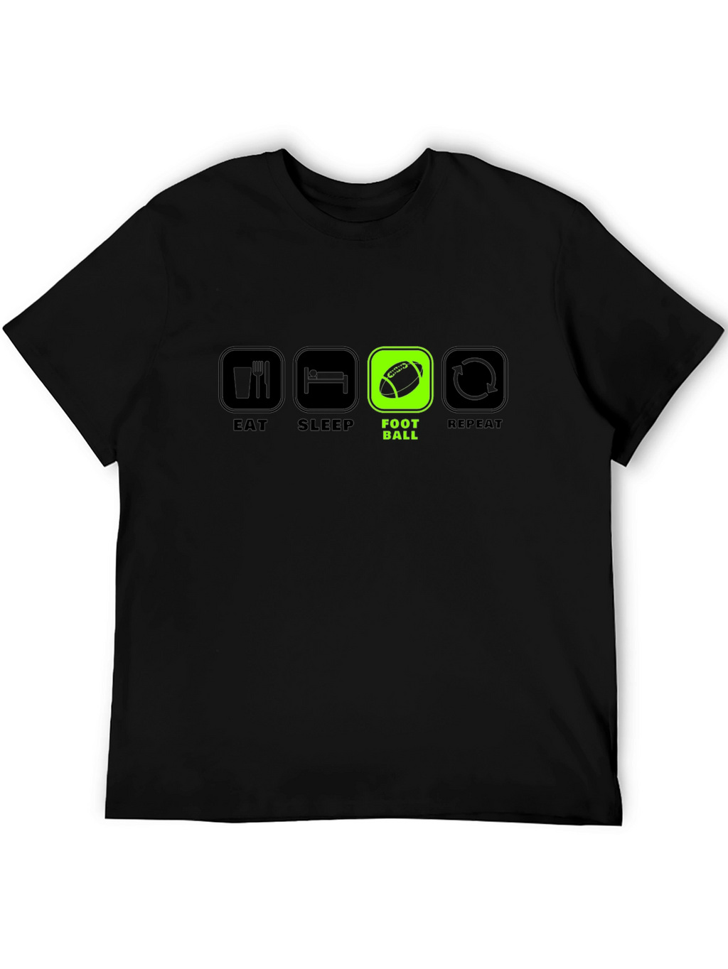 Eat Sleep Football Repeat Black T-Shirt