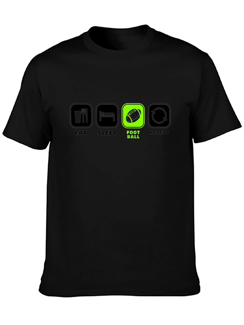 Eat Sleep Football Repeat Black T-Shirt