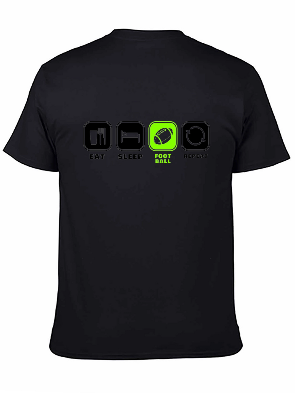Eat Sleep Football Repeat Black T-Shirt