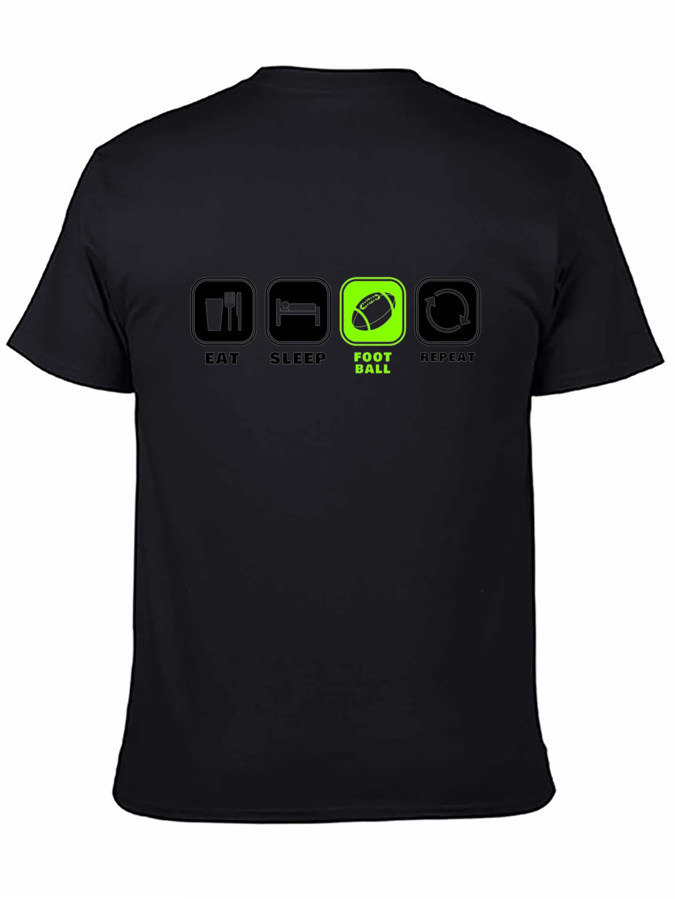Eat Sleep Football Repeat Black T-Shirt