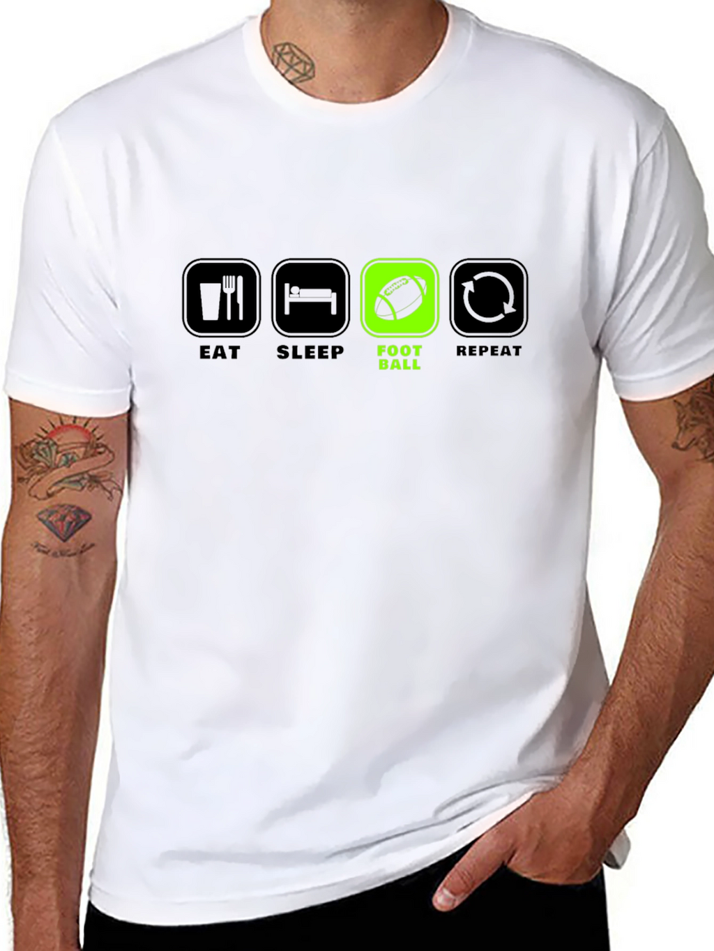 Eat Sleep Football Repeat Black T-Shirt