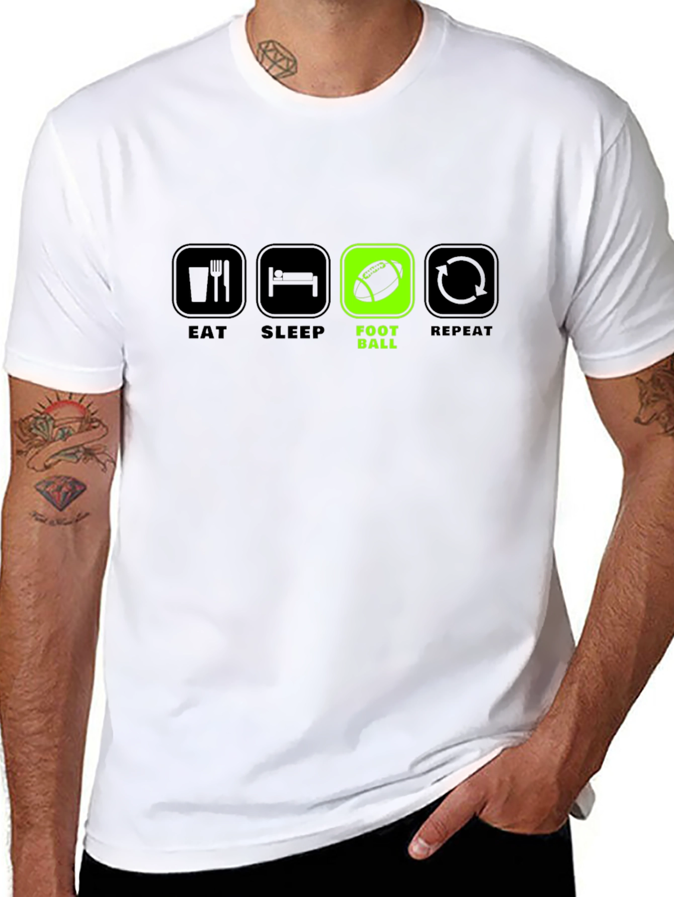 Eat Sleep Football Repeat Black T-Shirt