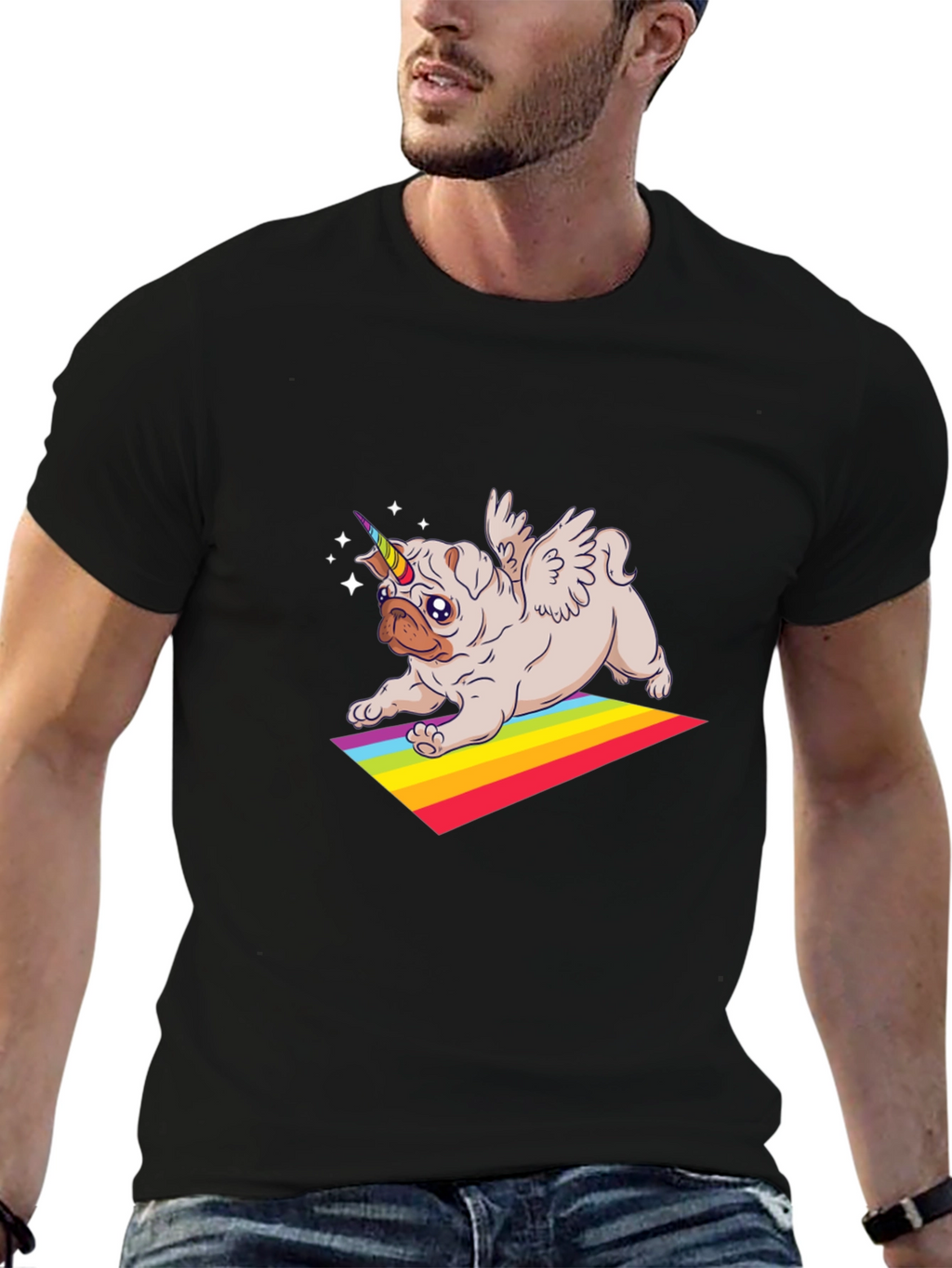 Unicorn Pug Rainbow T-Shirt