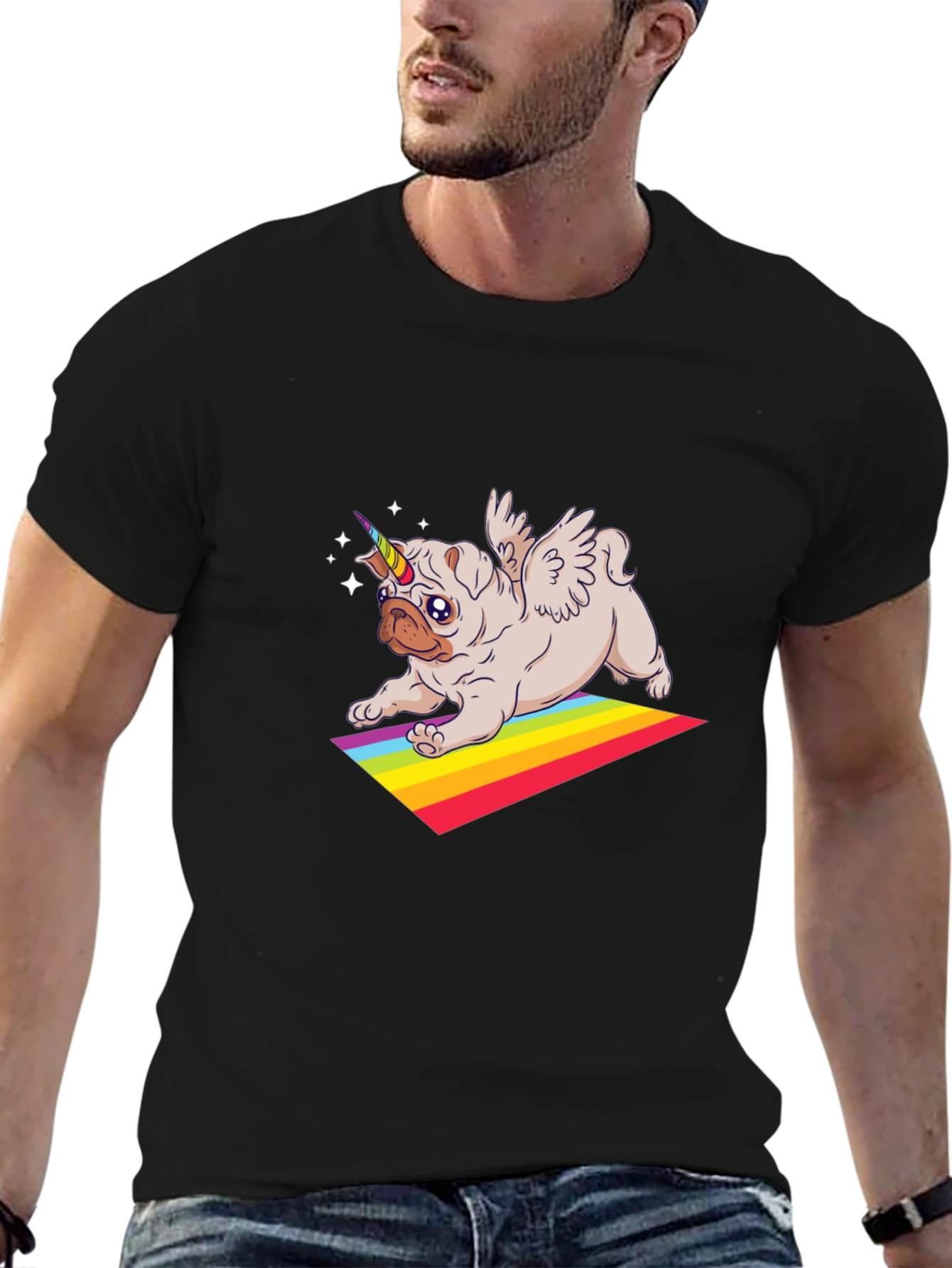 Unicorn Pug Rainbow T-Shirt