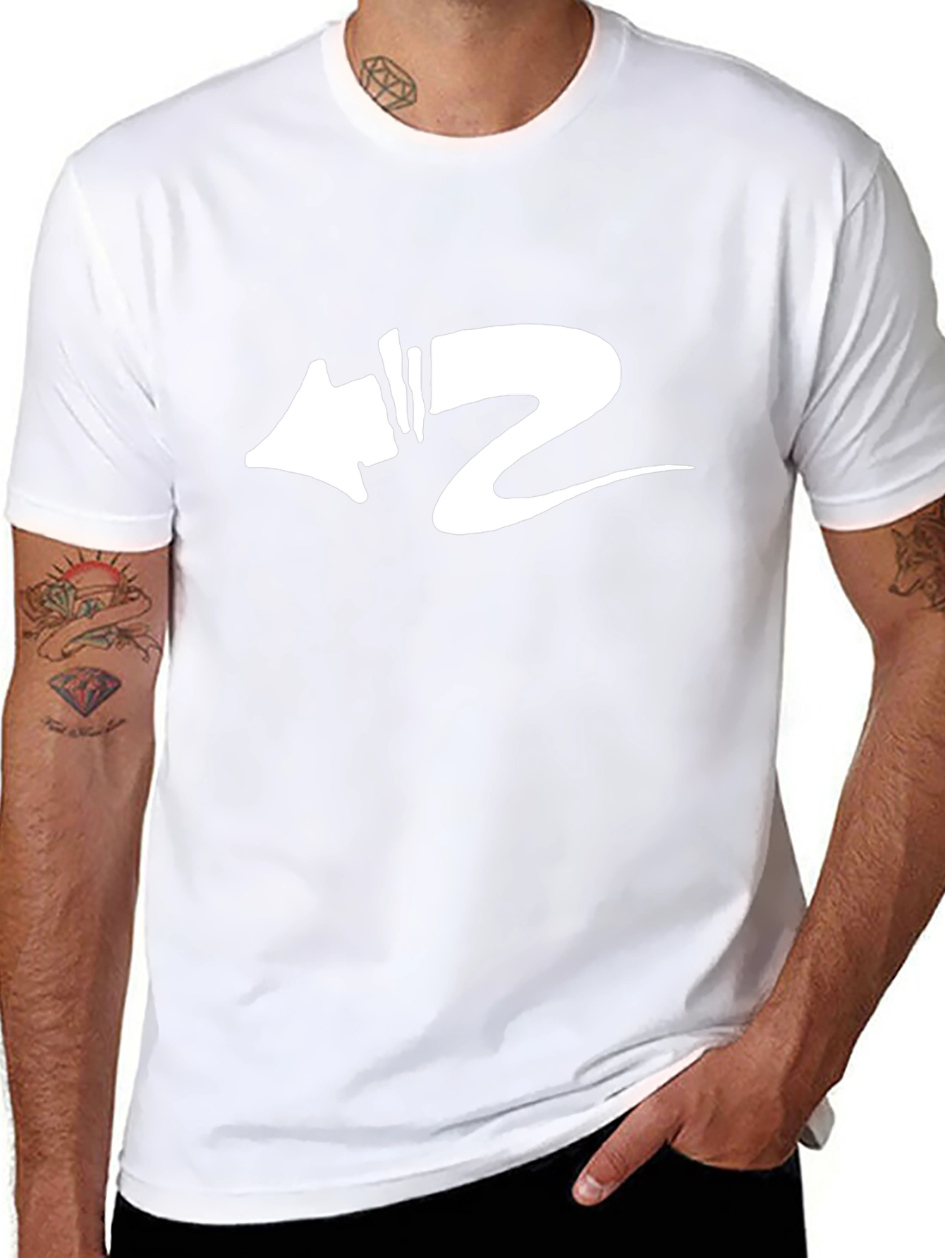 Modern Graphic Tee - Black with White Arrow Design