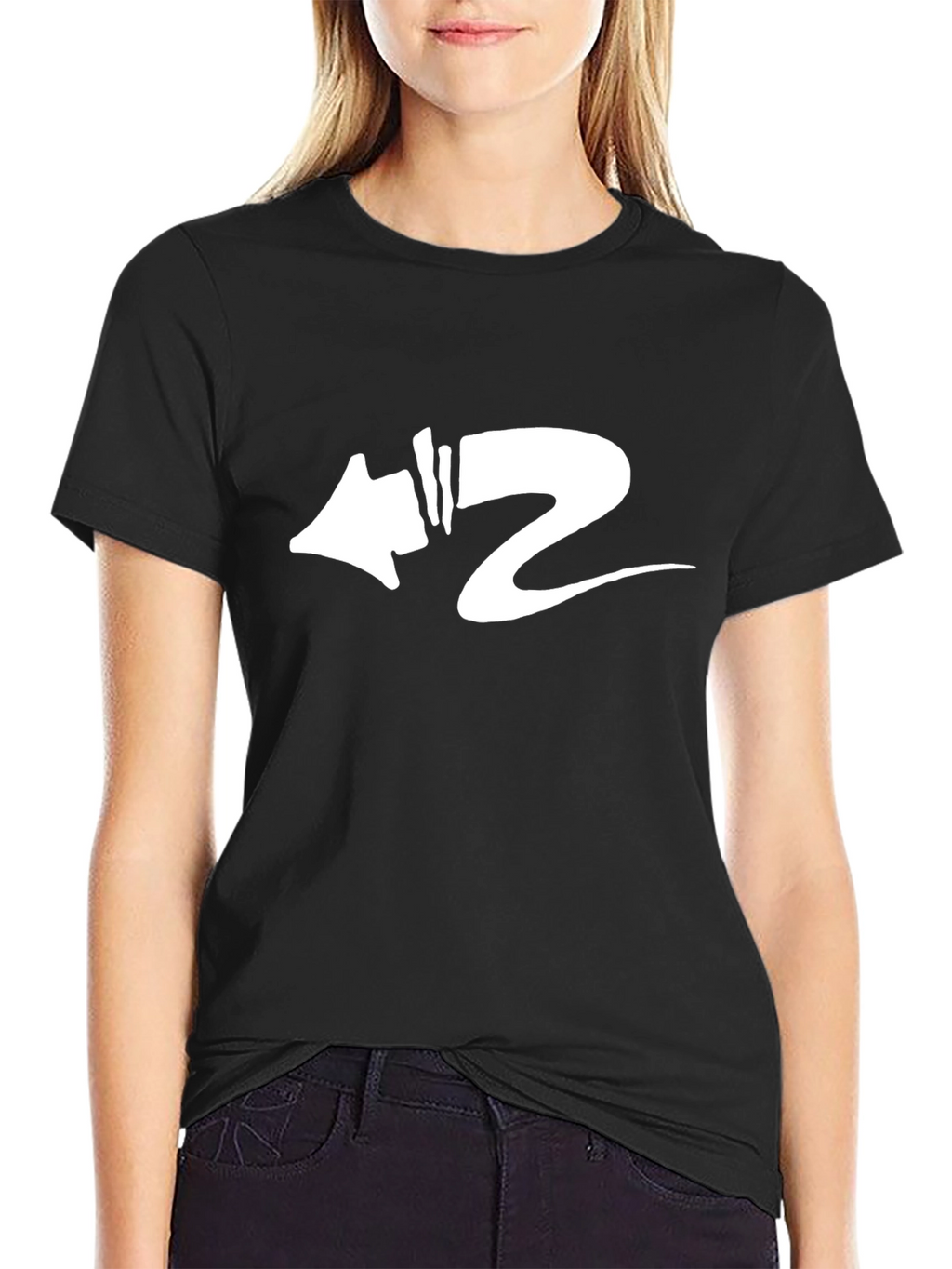 Modern Graphic Tee - Black with White Arrow Design