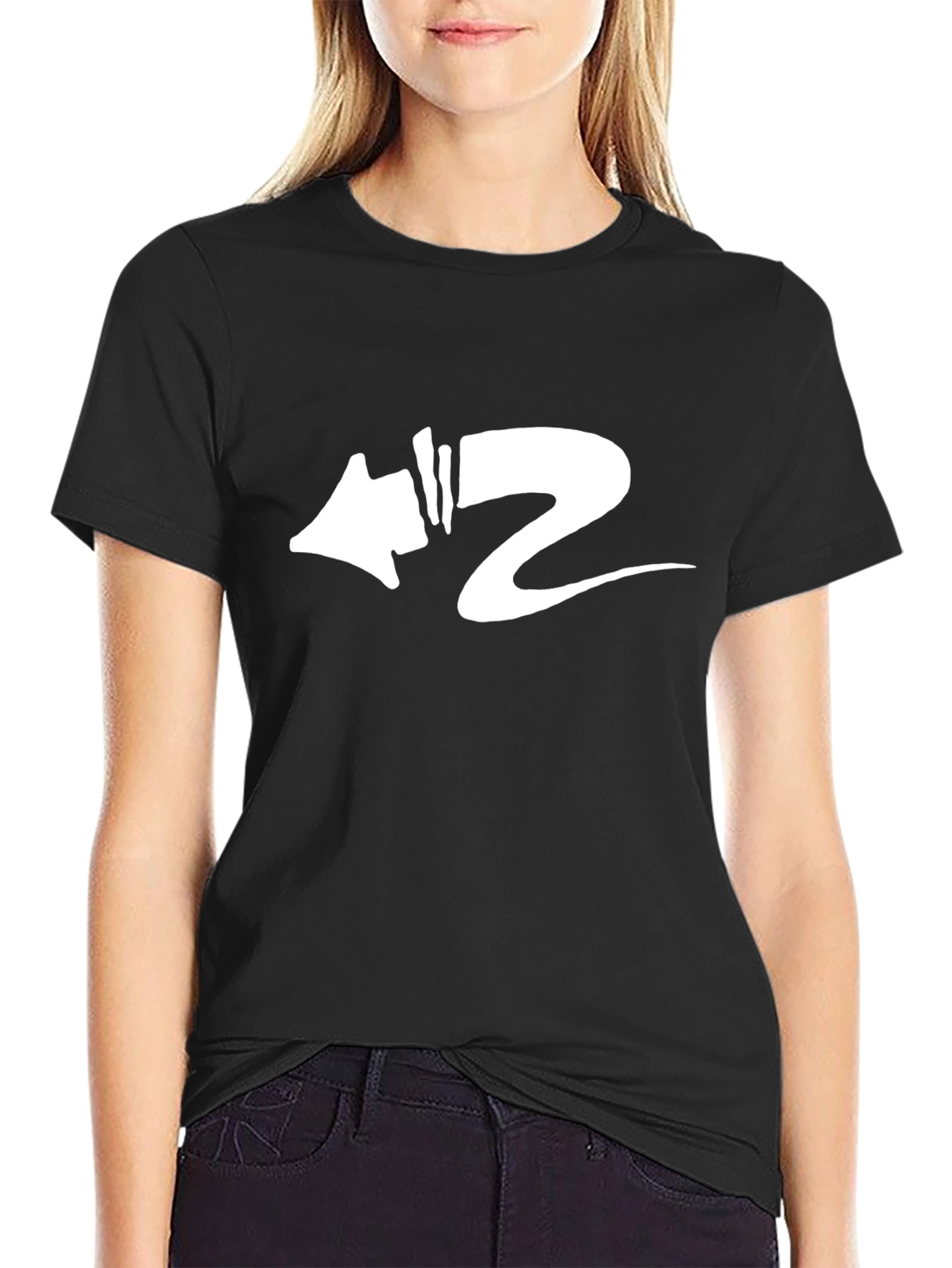 Modern Graphic Tee - Black with White Arrow Design