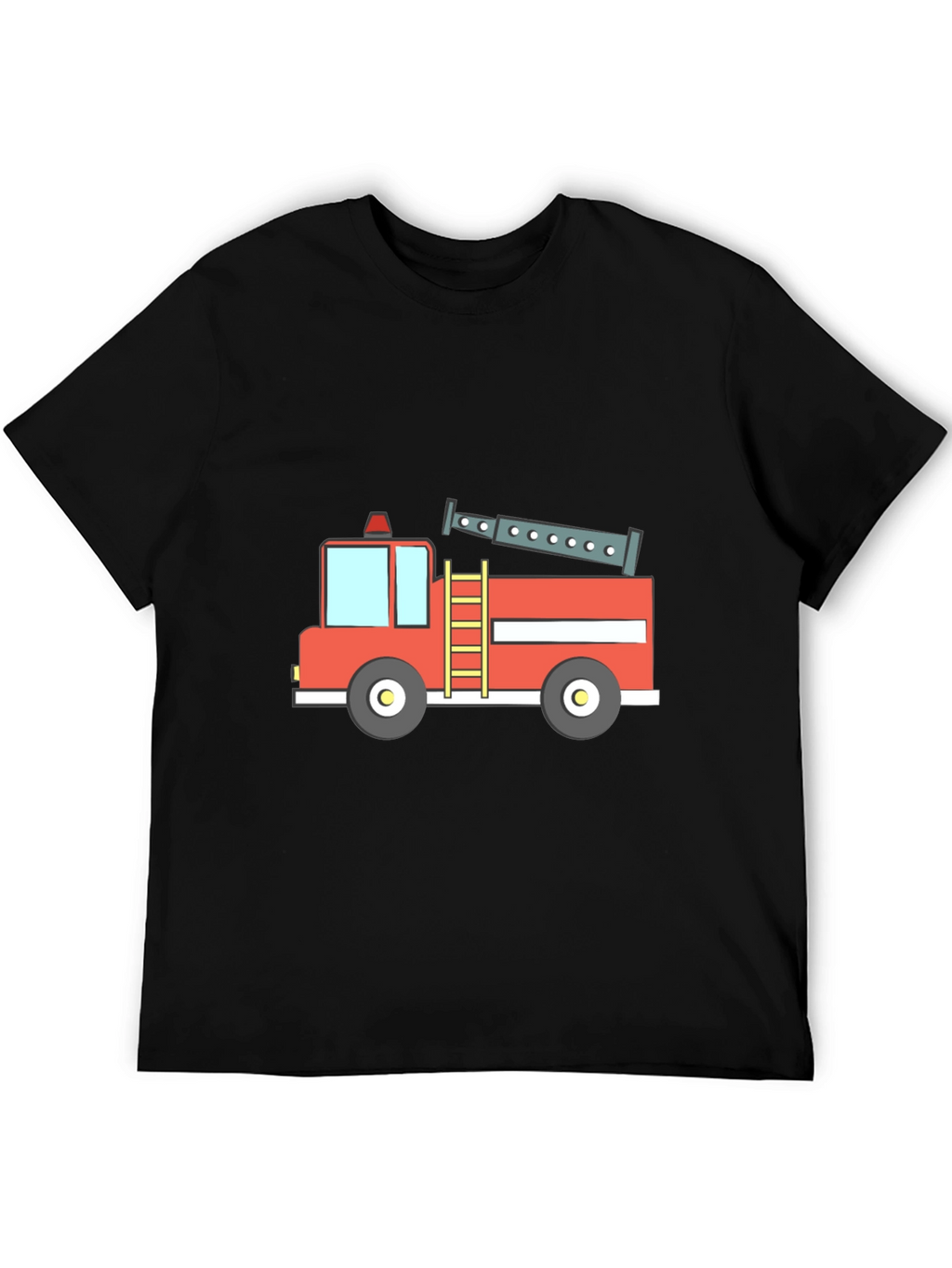 Fire Truck Graphic Tee - Black Cotton T-Shirt