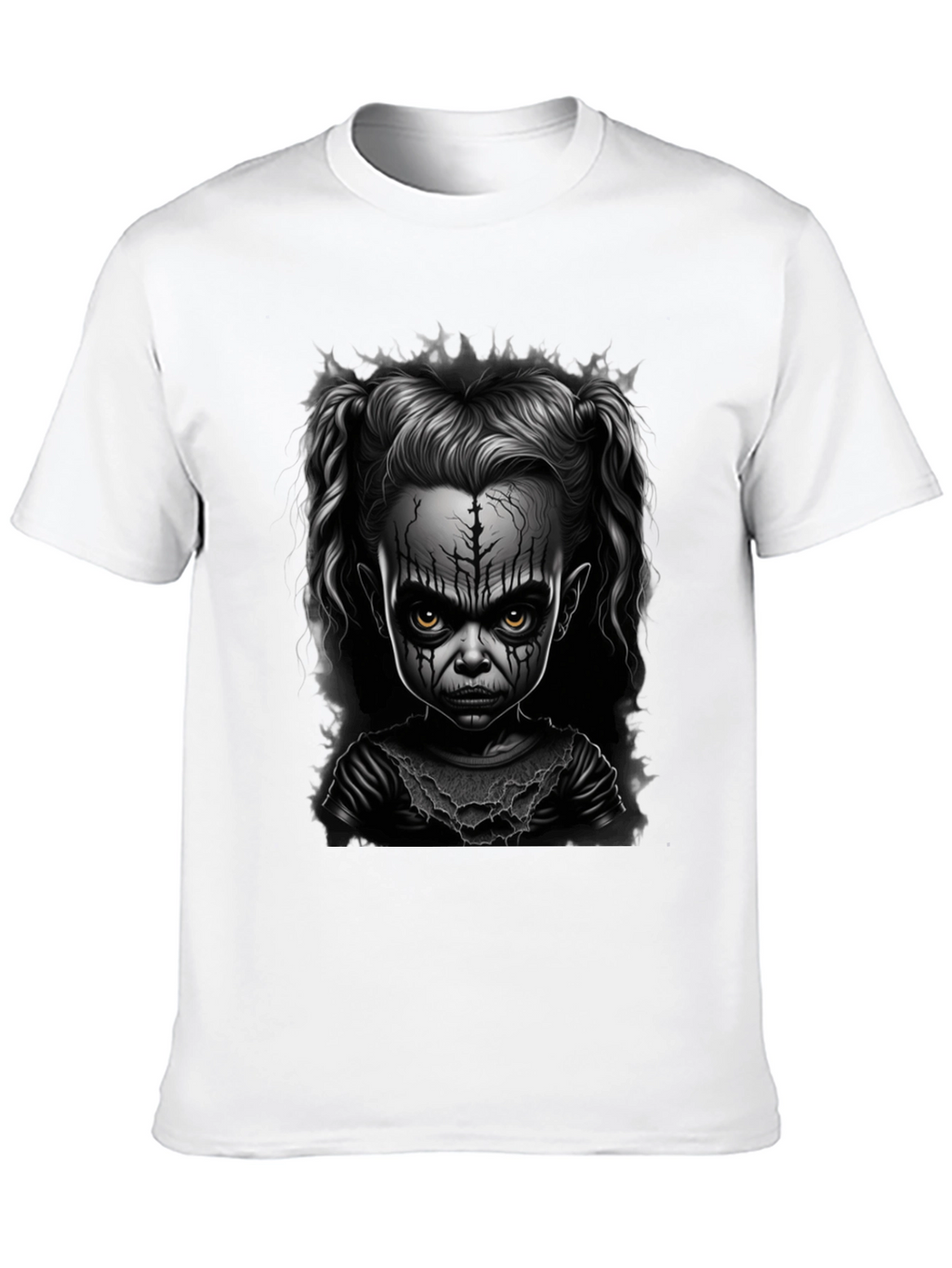 Creepy Doll Graphic Tee - Dark Humor Fashion