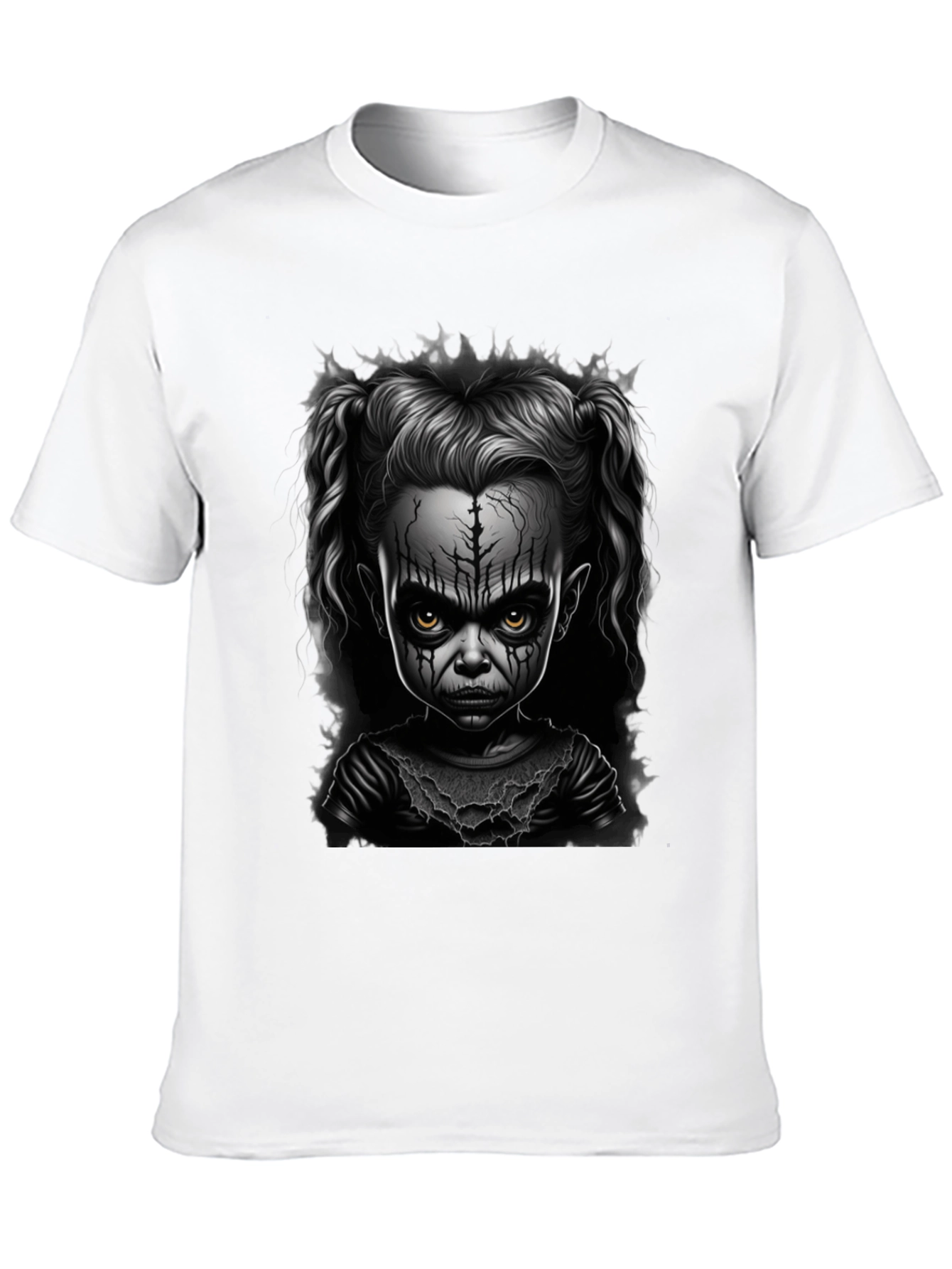 Creepy Doll Graphic Tee - Dark Humor Fashion