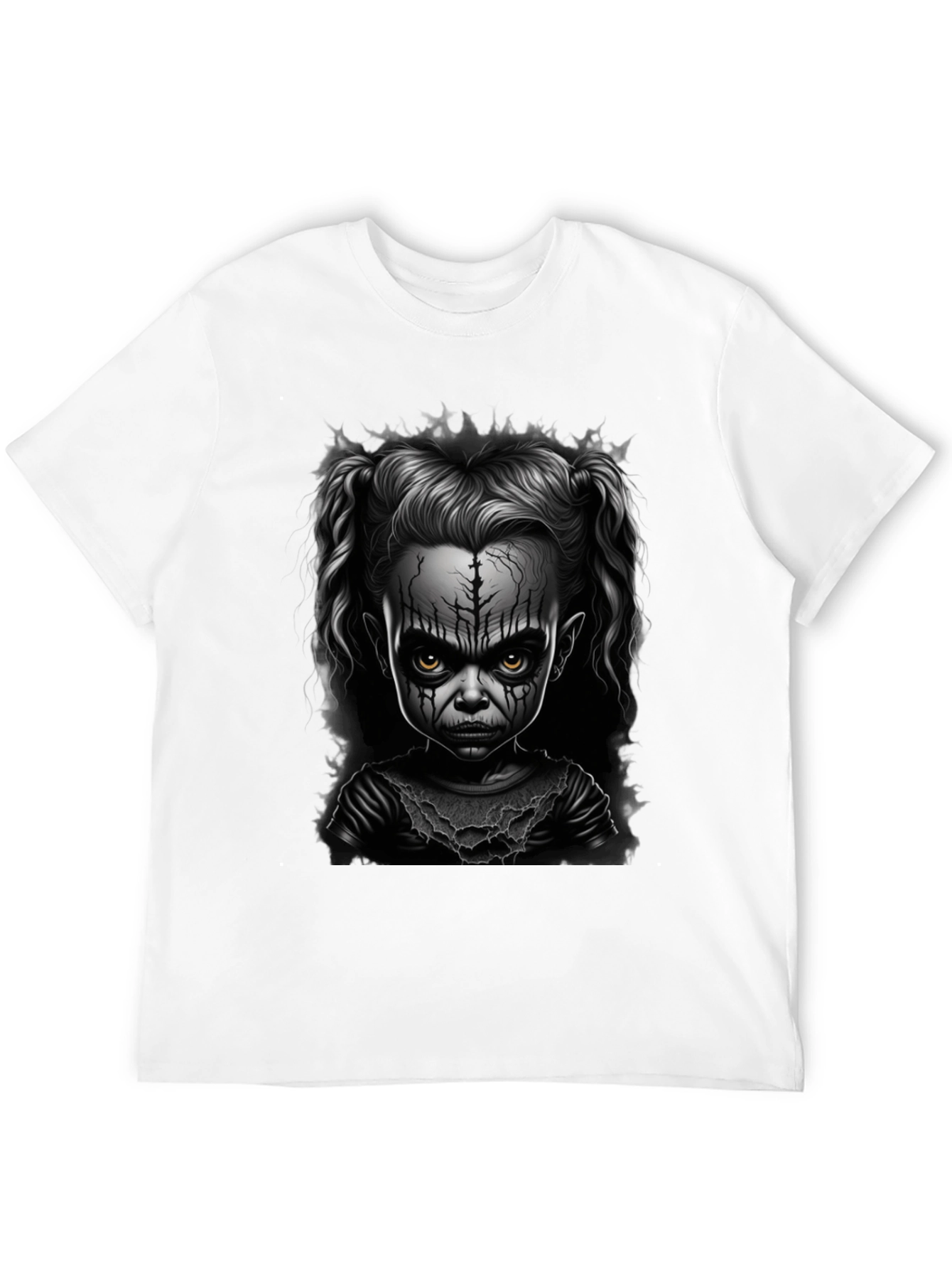 Creepy Doll Graphic Tee - Dark Humor Fashion