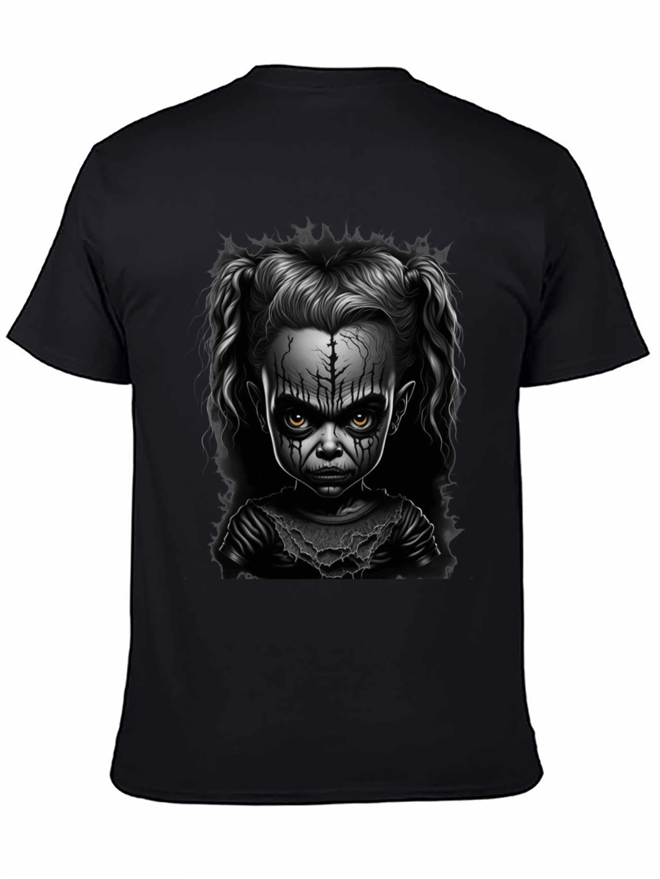 Creepy Doll Graphic Tee - Dark Humor Fashion