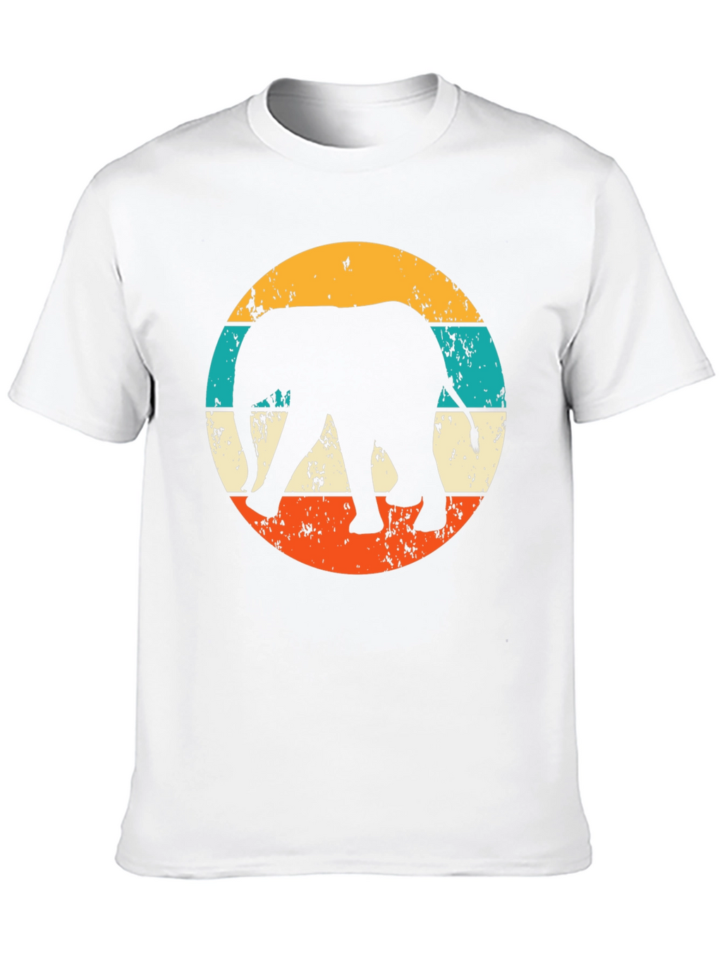 Retro Elephant Graphic Tee - Black Cotton Blend