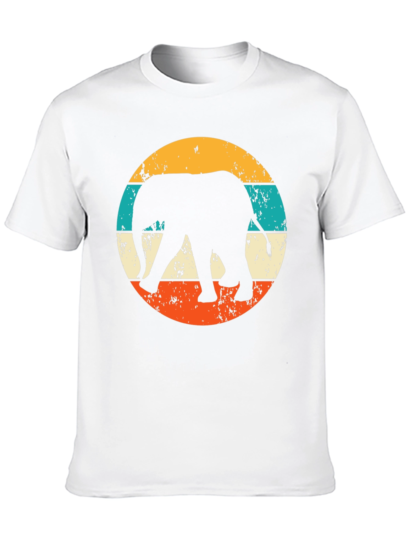 Retro Elephant Graphic Tee - Black Cotton Blend