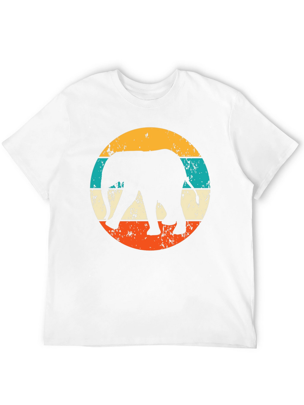 Retro Elephant Graphic Tee - Black Cotton Blend