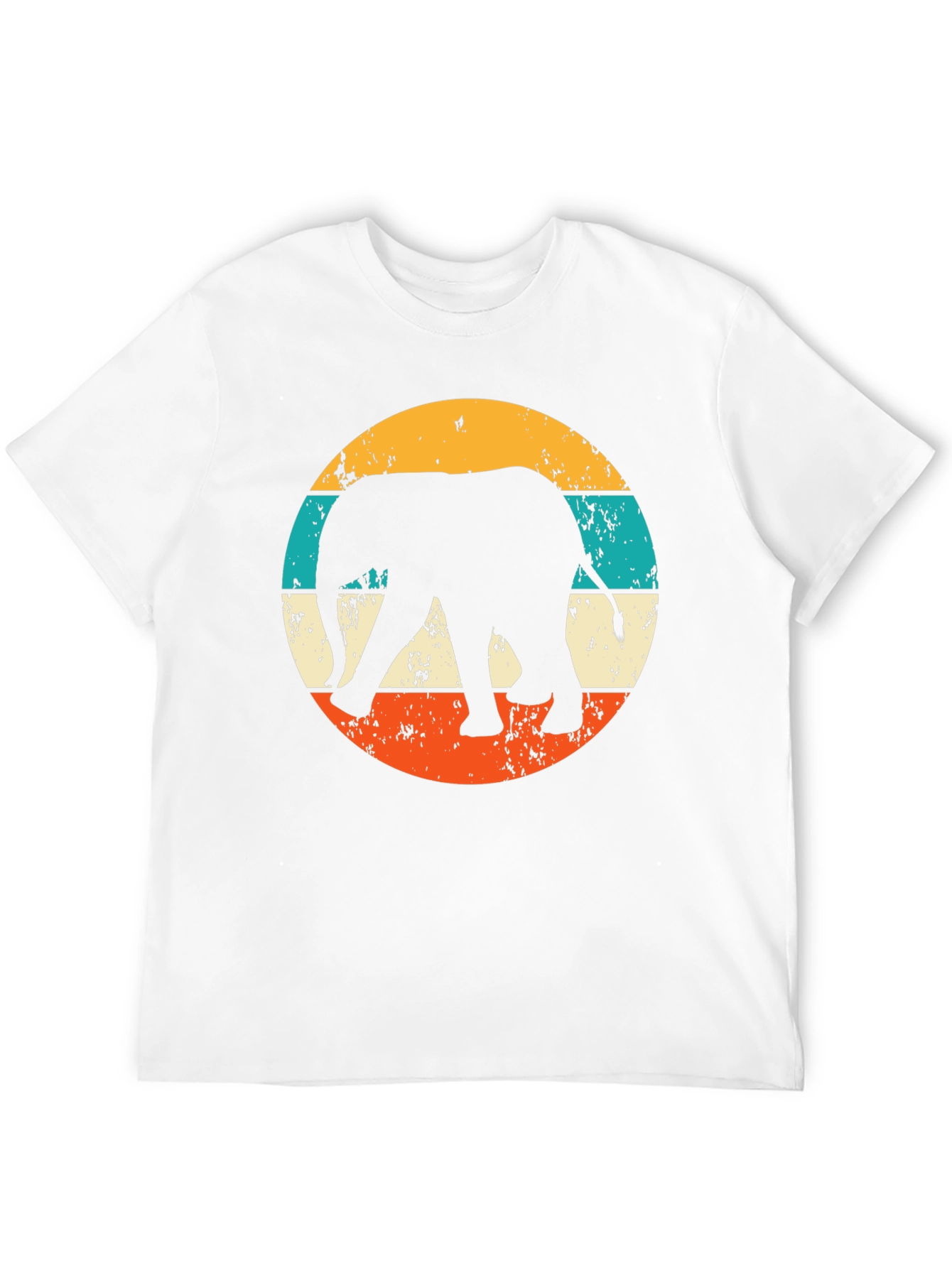 Retro Elephant Graphic Tee - Black Cotton Blend