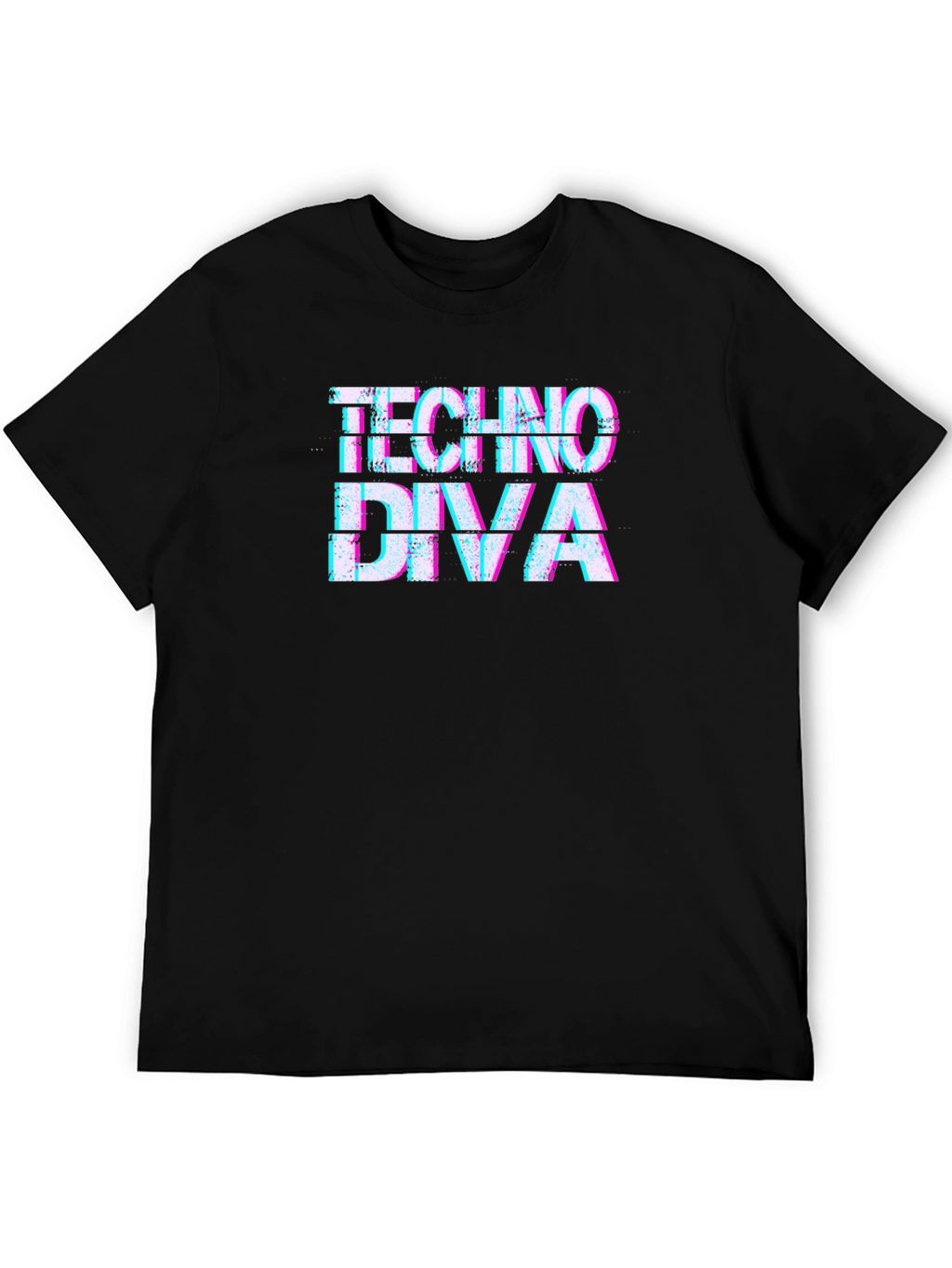 Techno Diva Glitch Graphic Black T-Shirt