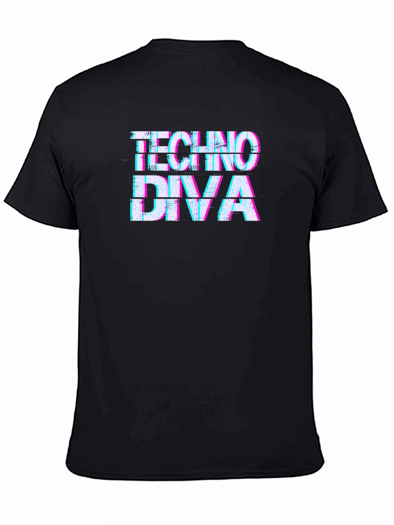 Techno Diva Glitch Graphic Black T-Shirt
