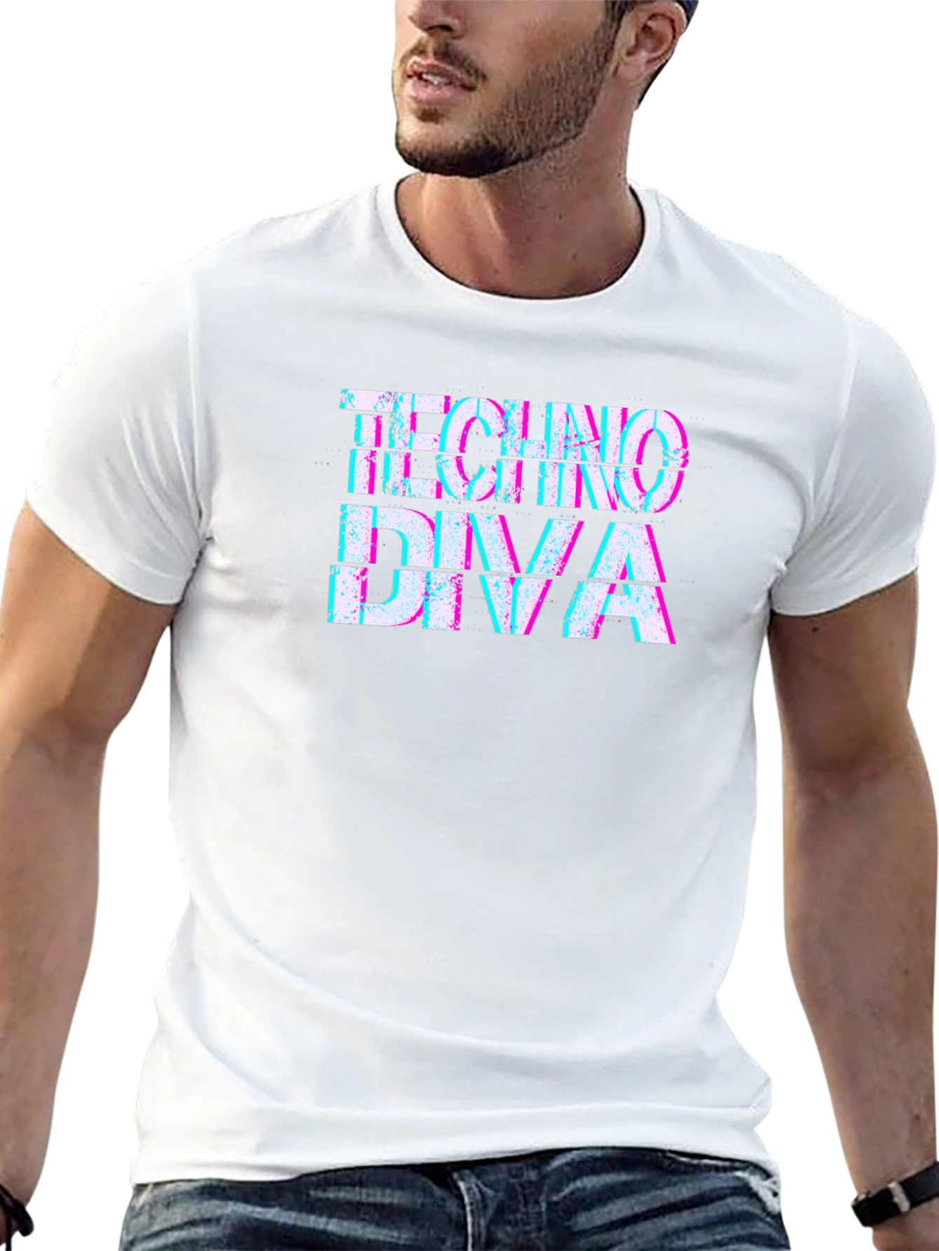 Techno Diva Glitch Graphic Black T-Shirt