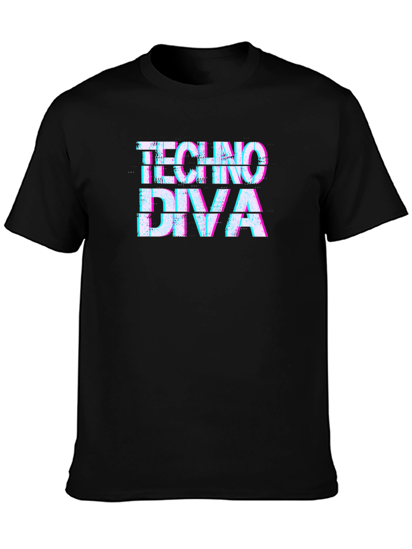 Techno Diva Glitch Graphic Black T-Shirt