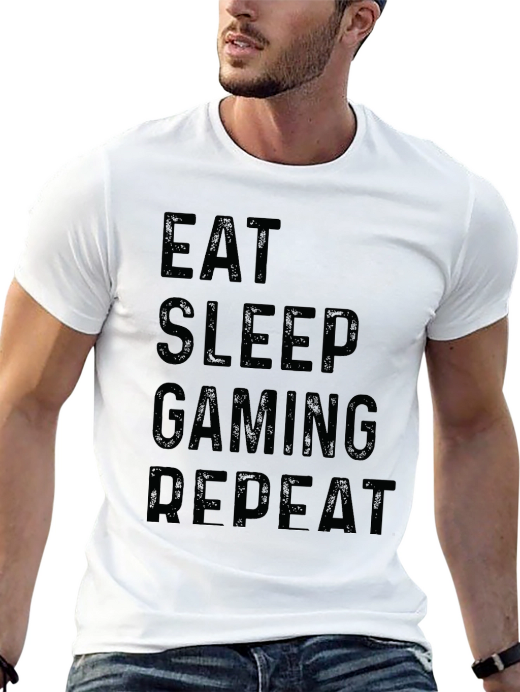 Eat Sleep Gaming Repeat Black Graphic Tee