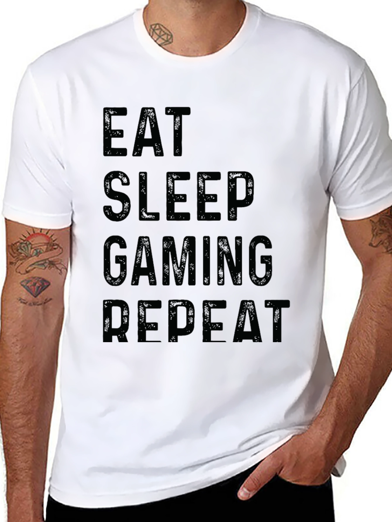 Eat Sleep Gaming Repeat Black Graphic Tee