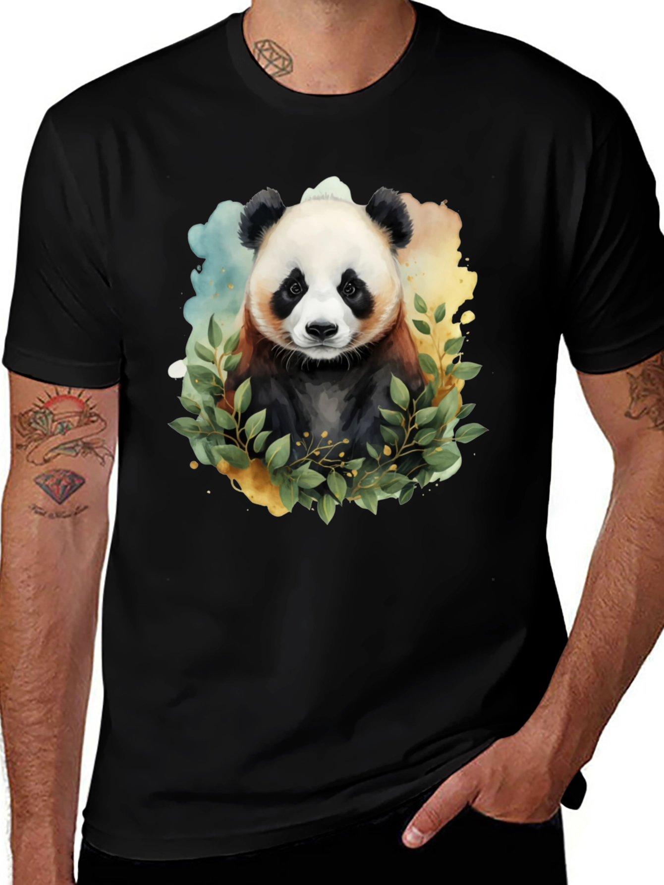 Panda Bear Watercolor Graphic T-Shirt