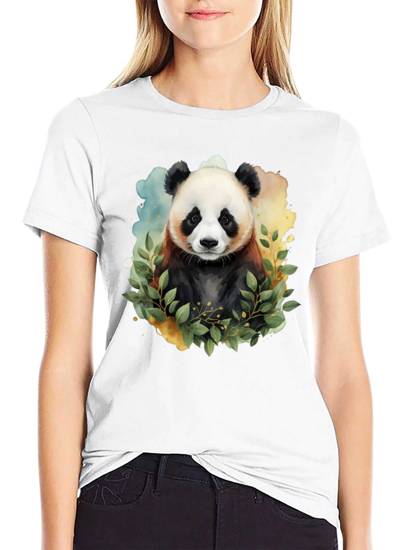 Panda Bear Watercolor Graphic T-Shirt