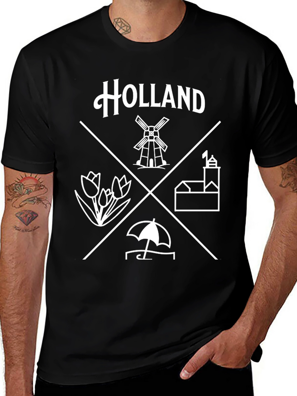Holland Tee - Holland Windmill Tulip Umbrella