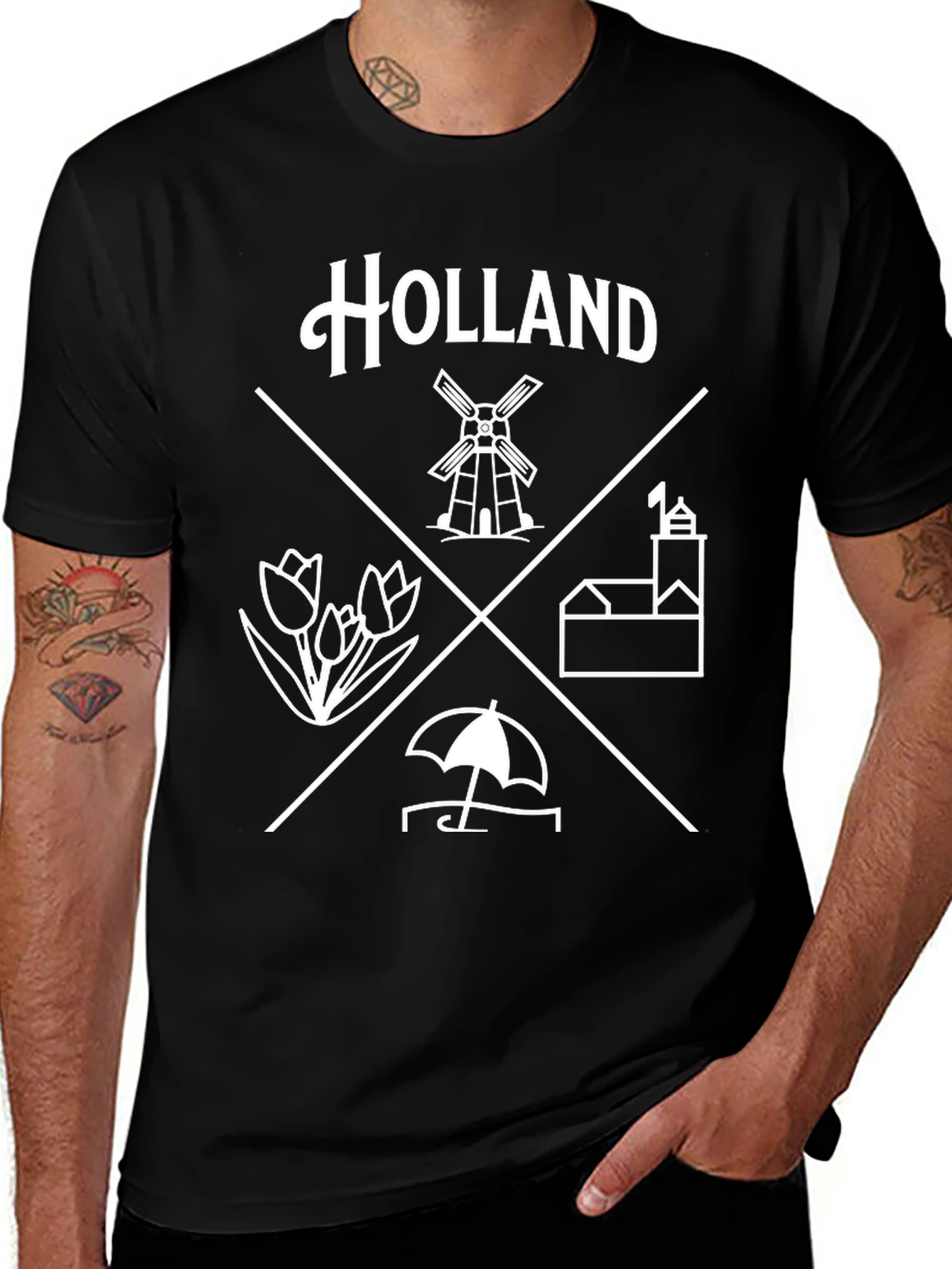 Holland Tee - Holland Windmill Tulip Umbrella