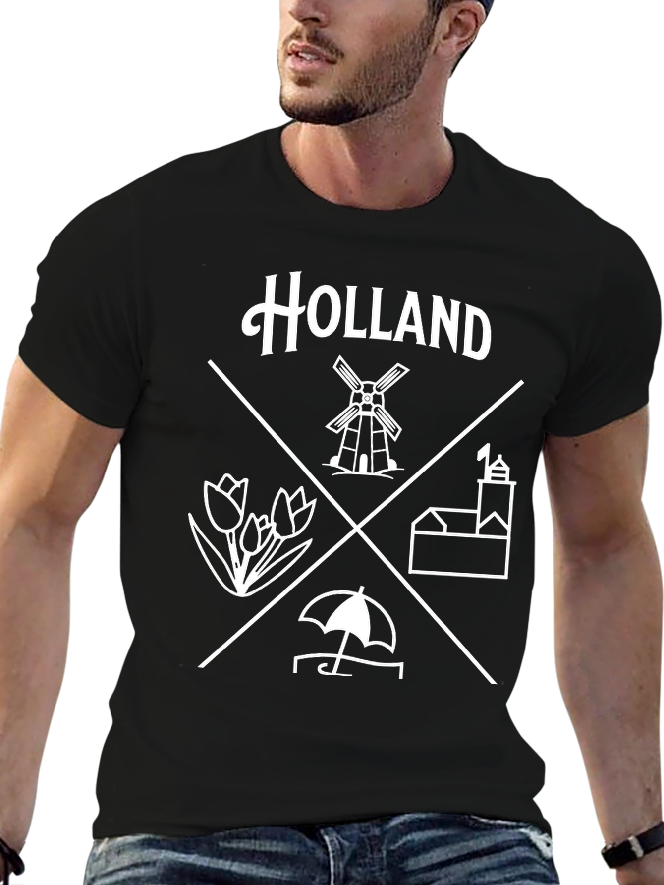 Holland Tee - Holland Windmill Tulip Umbrella