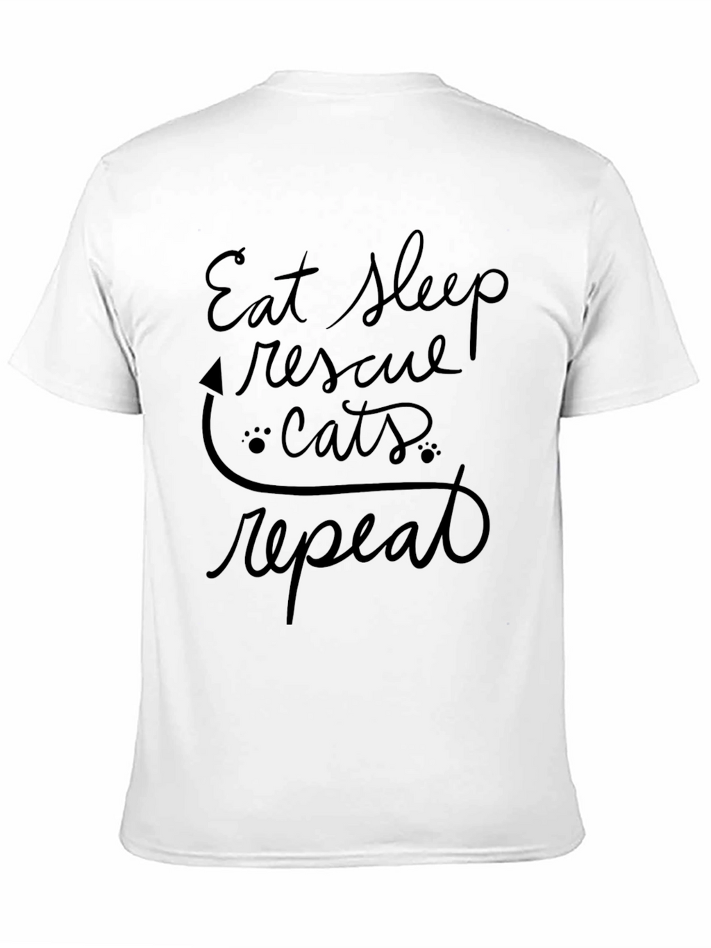 Eat Sleep Rescue Cats Repeat Black T-Shirt