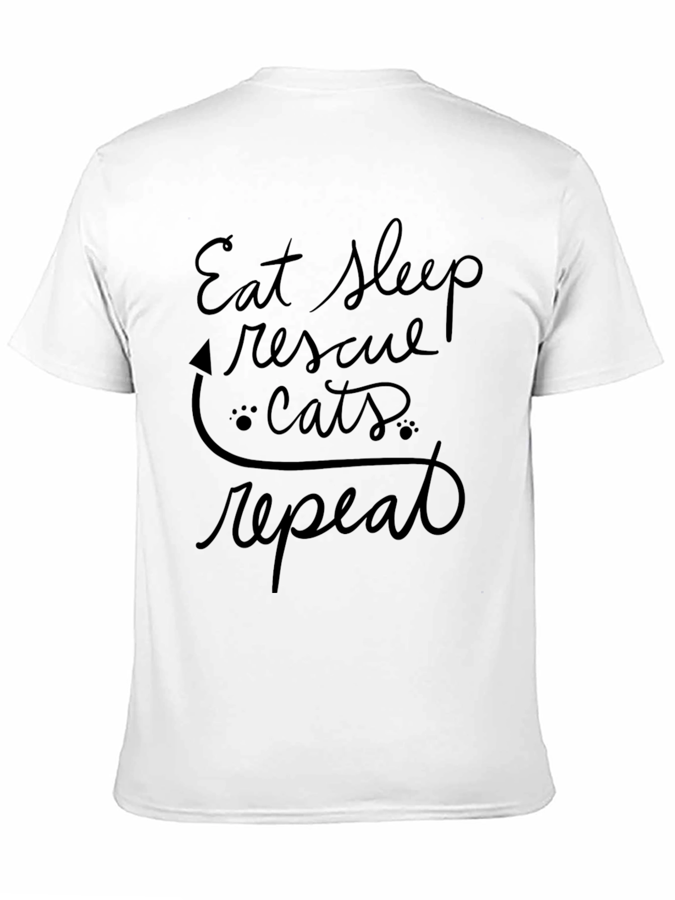 Eat Sleep Rescue Cats Repeat Black T-Shirt