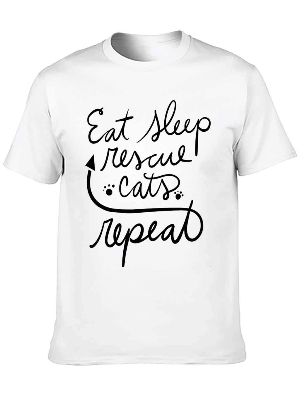 Eat Sleep Rescue Cats Repeat Black T-Shirt