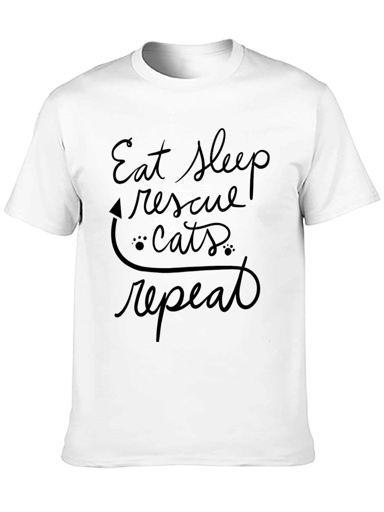 Eat Sleep Rescue Cats Repeat Black T-Shirt