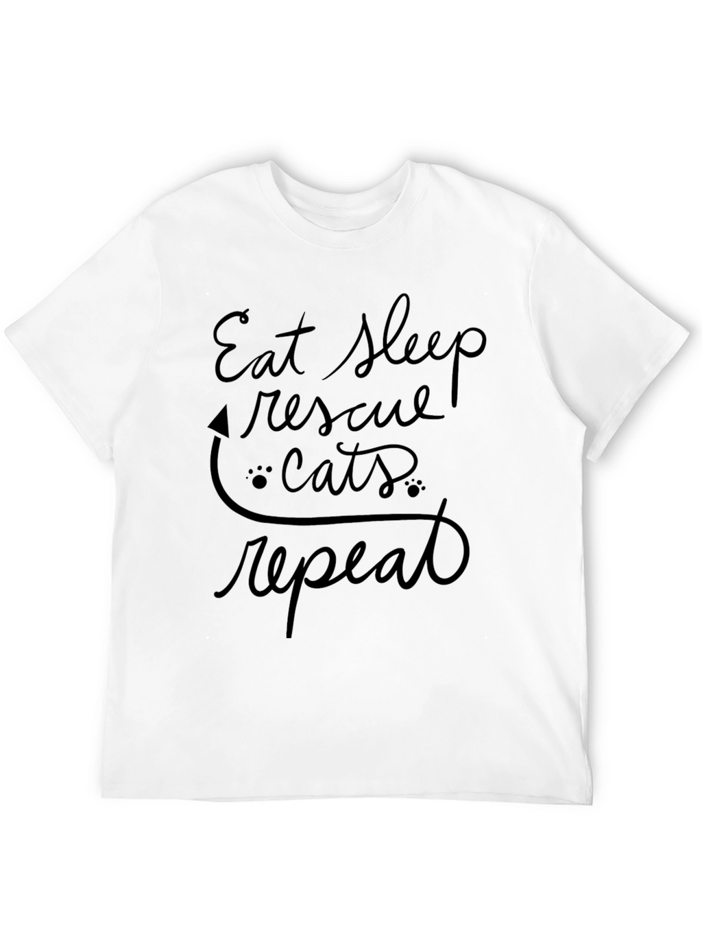 Eat Sleep Rescue Cats Repeat Black T-Shirt