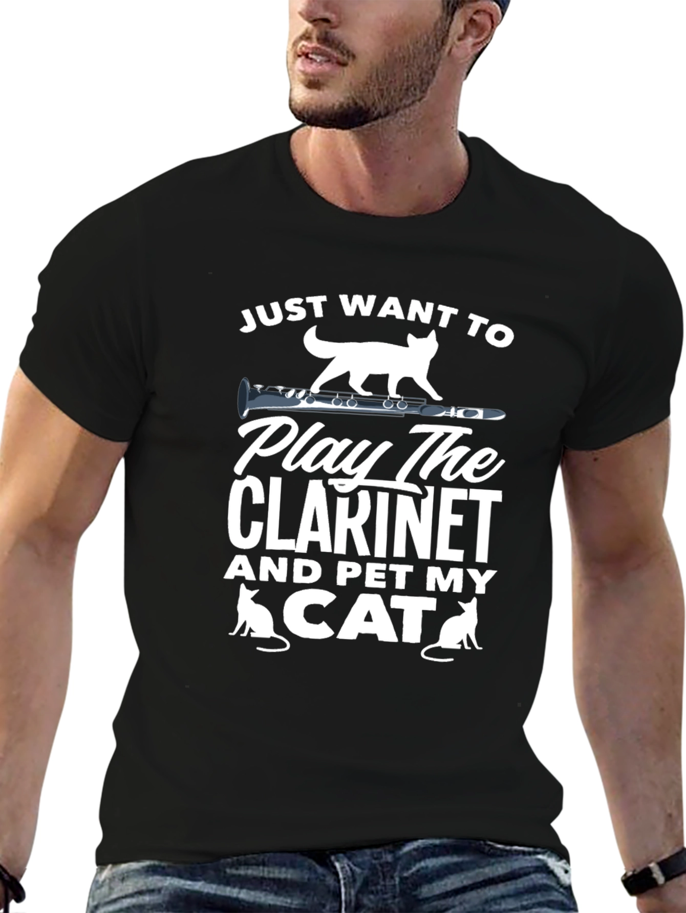 Clarinet & Cat Lover T-Shirt - Musician Pet Tee