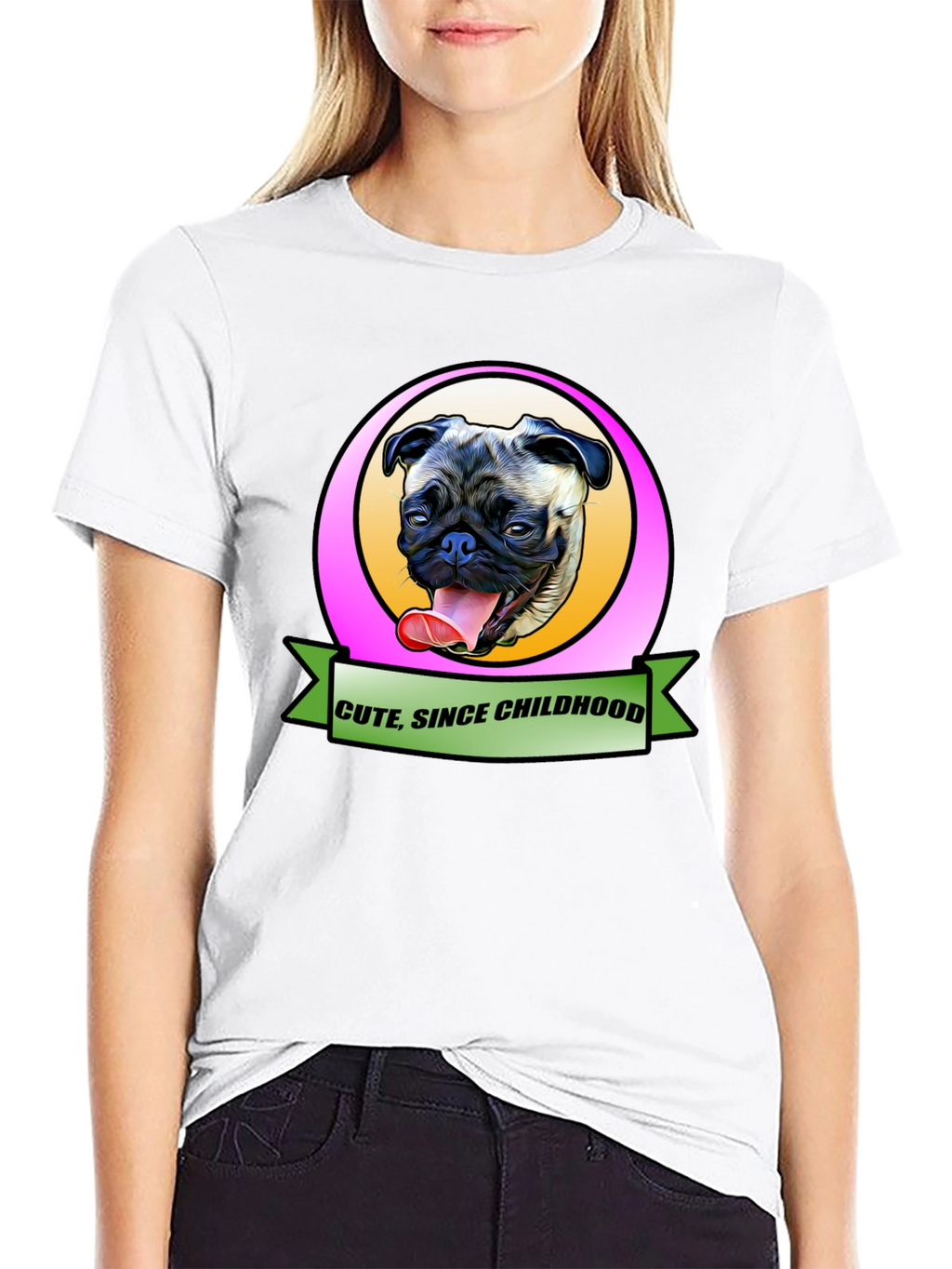Cute Since Childhood Pug Graphic Tee
